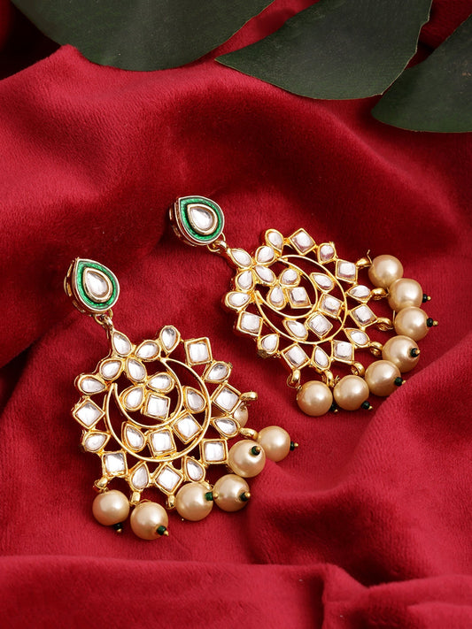 Kundan Chand Earrings - Ruby Raang Ruby Raang Studio