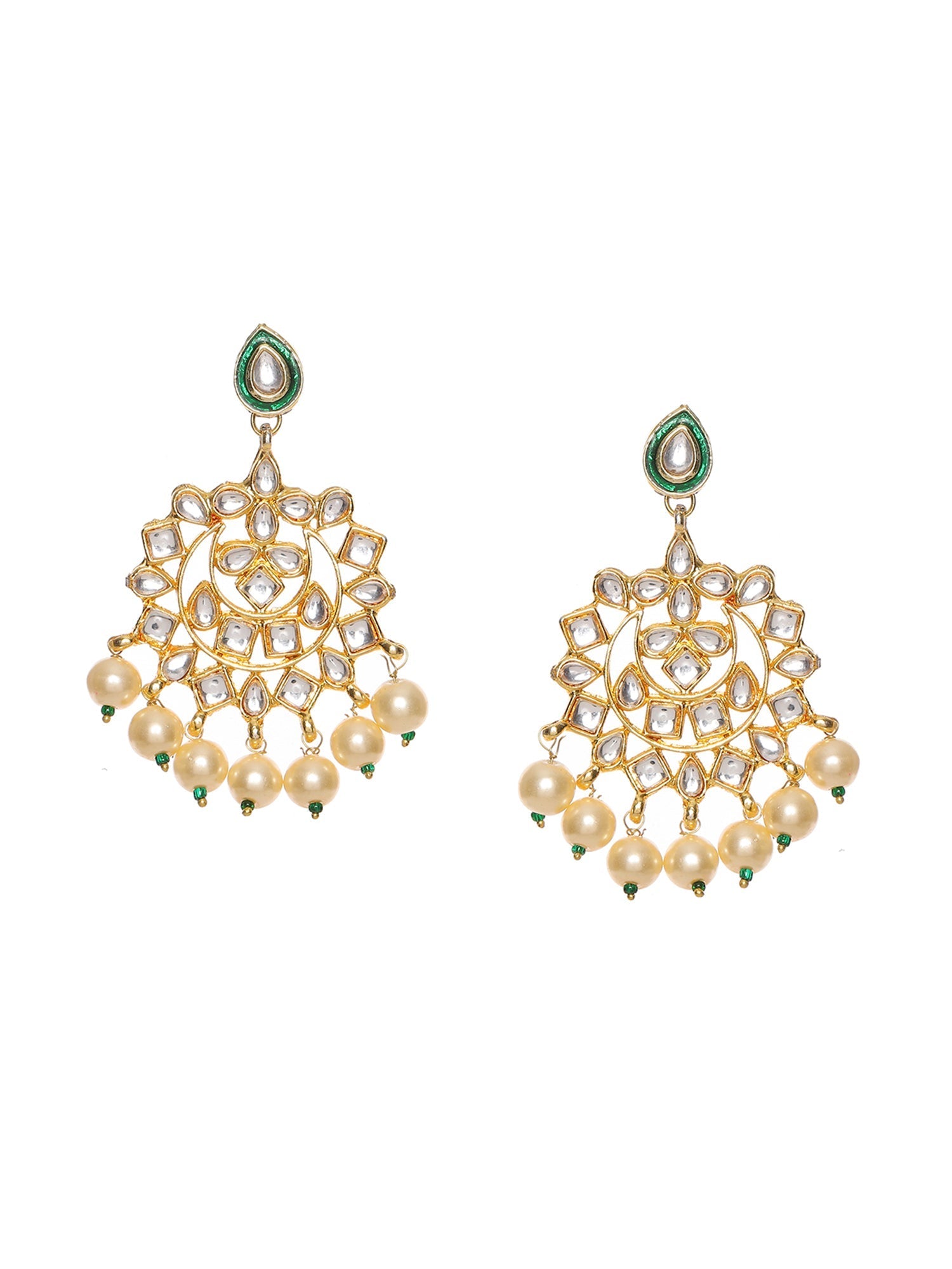 Kundan Chand Earrings - Ruby Raang Ruby Raang Studio