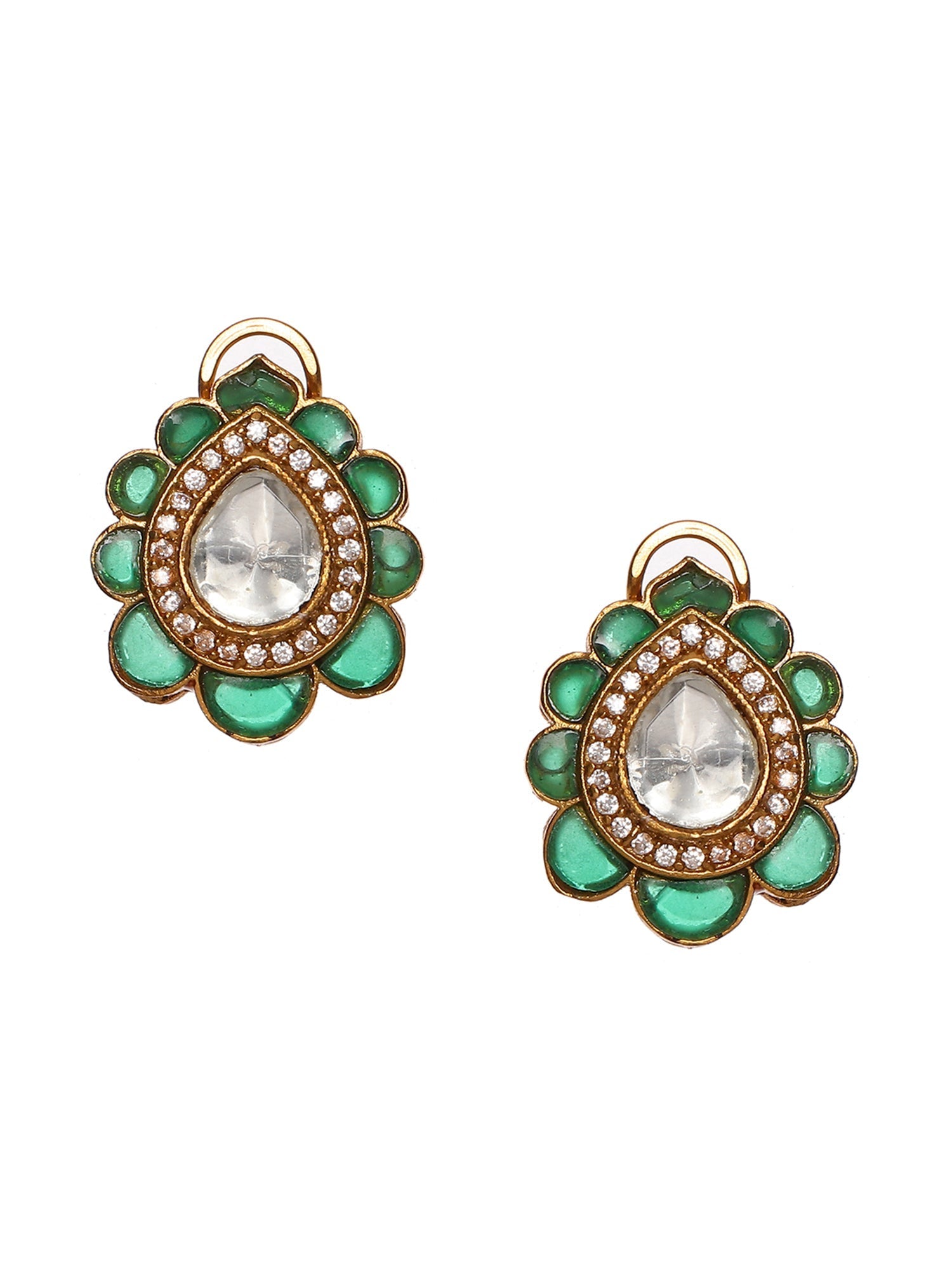 Teardrop Green Studs - Ruby Raang Ruby Raang Studio