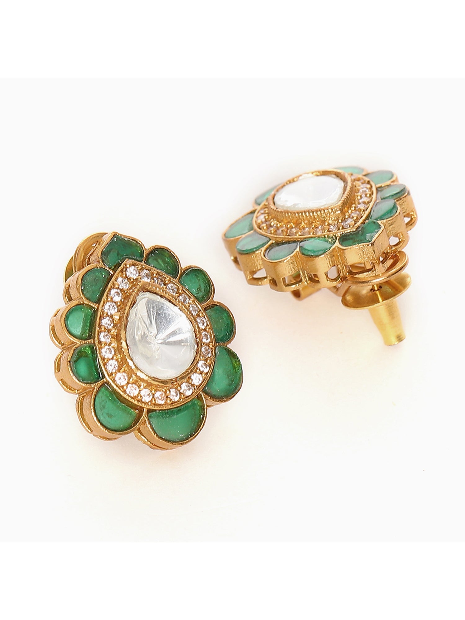 Teardrop Green Studs - Ruby Raang Ruby Raang Studio
