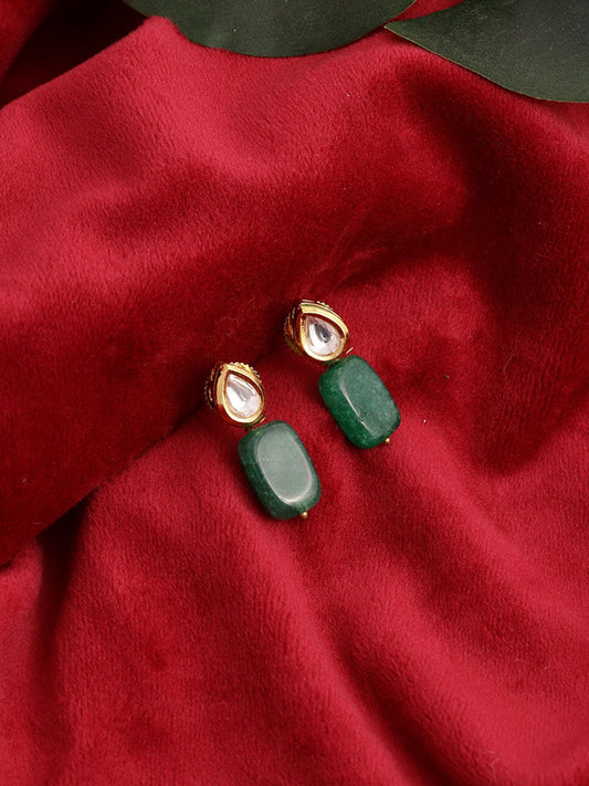 Kundan Studs with Green Stone - Ruby Raang Ruby Raang Studio
