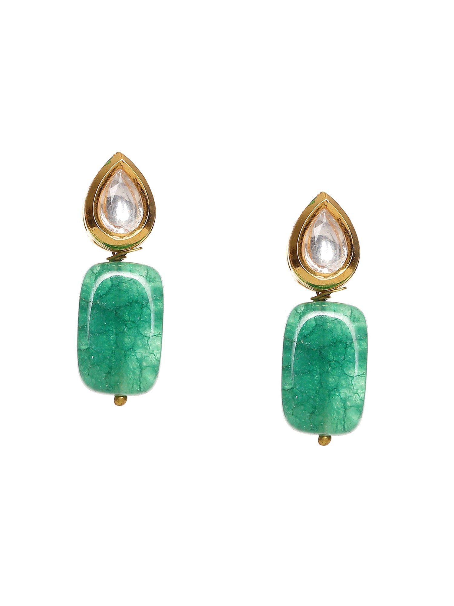 Kundan Studs with Green Stone - Ruby Raang Ruby Raang Studio
