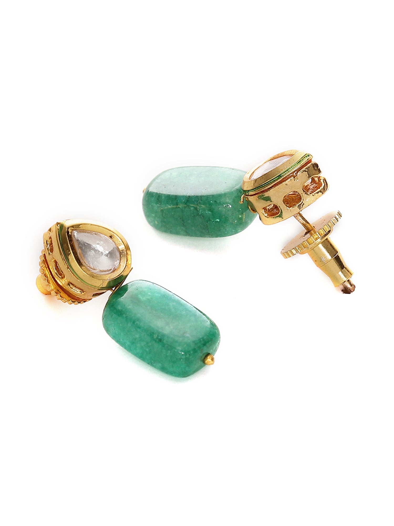 Kundan Studs with Green Stone - Ruby Raang Ruby Raang Studio