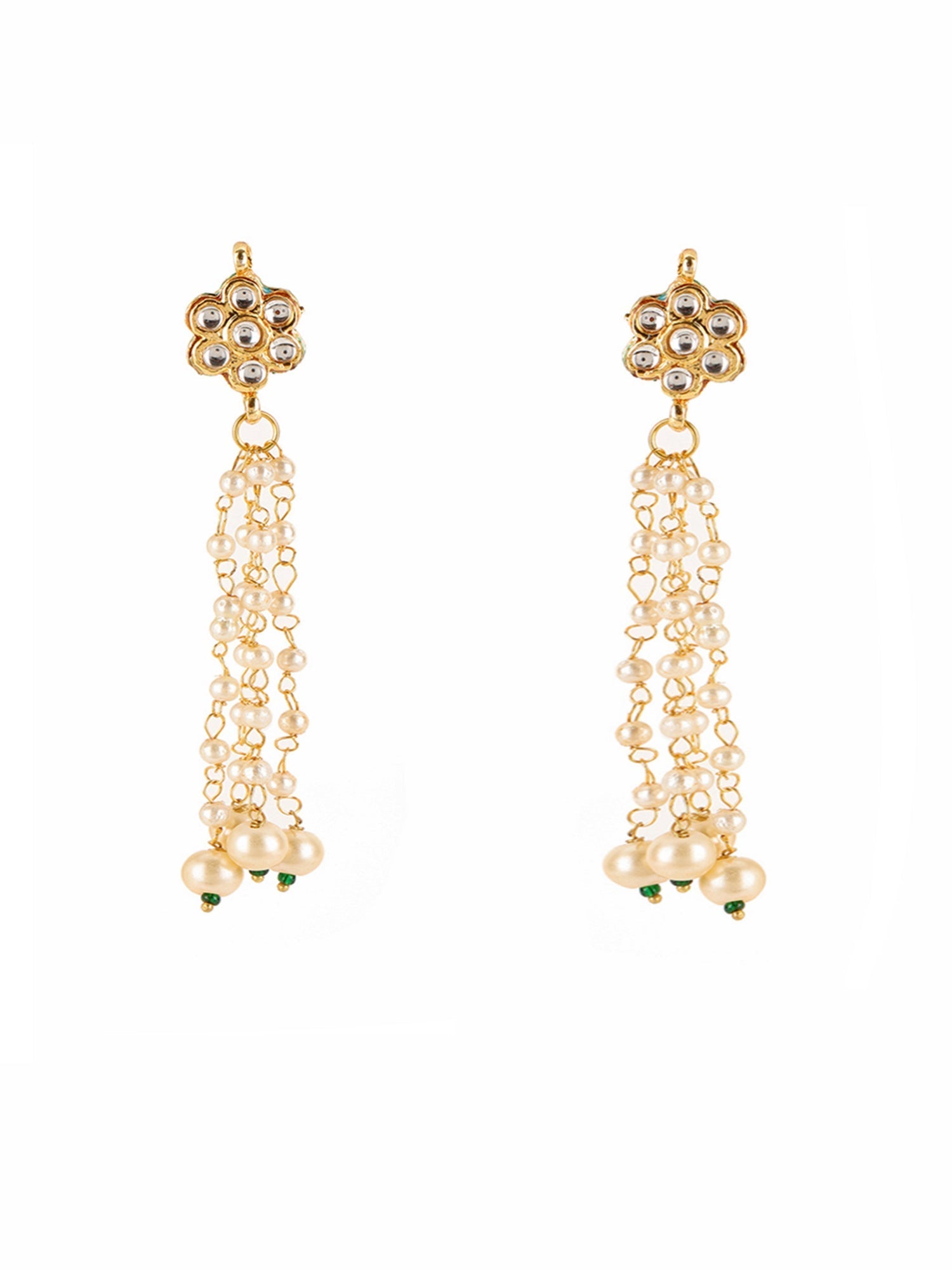 Long Dangler Kundan & Pearl Earrings - Ruby Raang Ruby Raang Studio