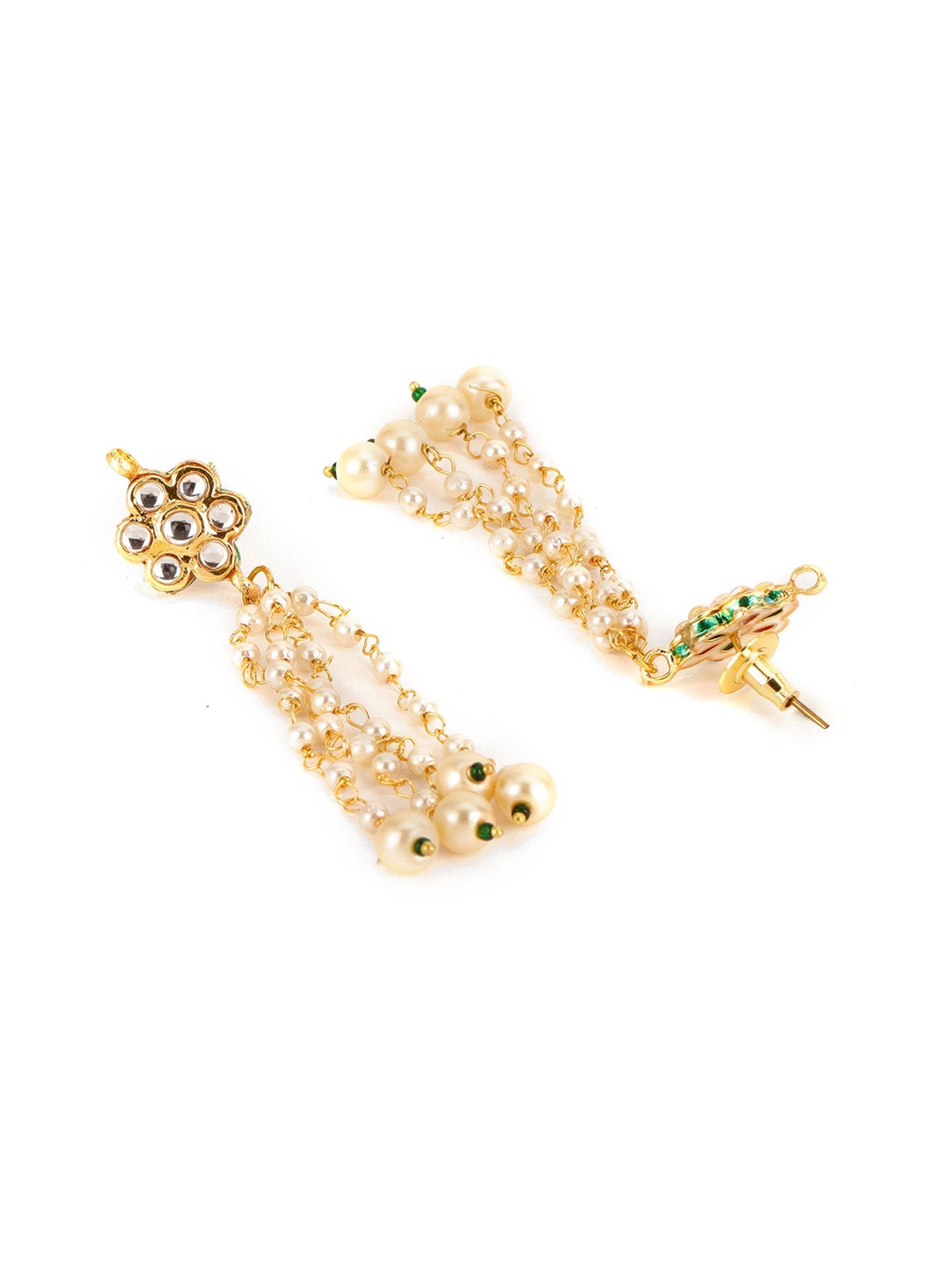 Long Dangler Kundan & Pearl Earrings - Ruby Raang Ruby Raang Studio