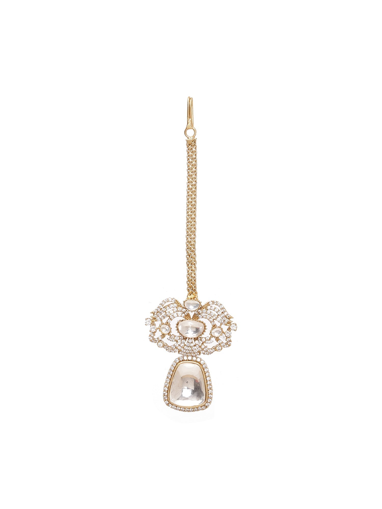 Kundan Maang Tikka with Diamonds - Ruby Raang | Swadesiicart