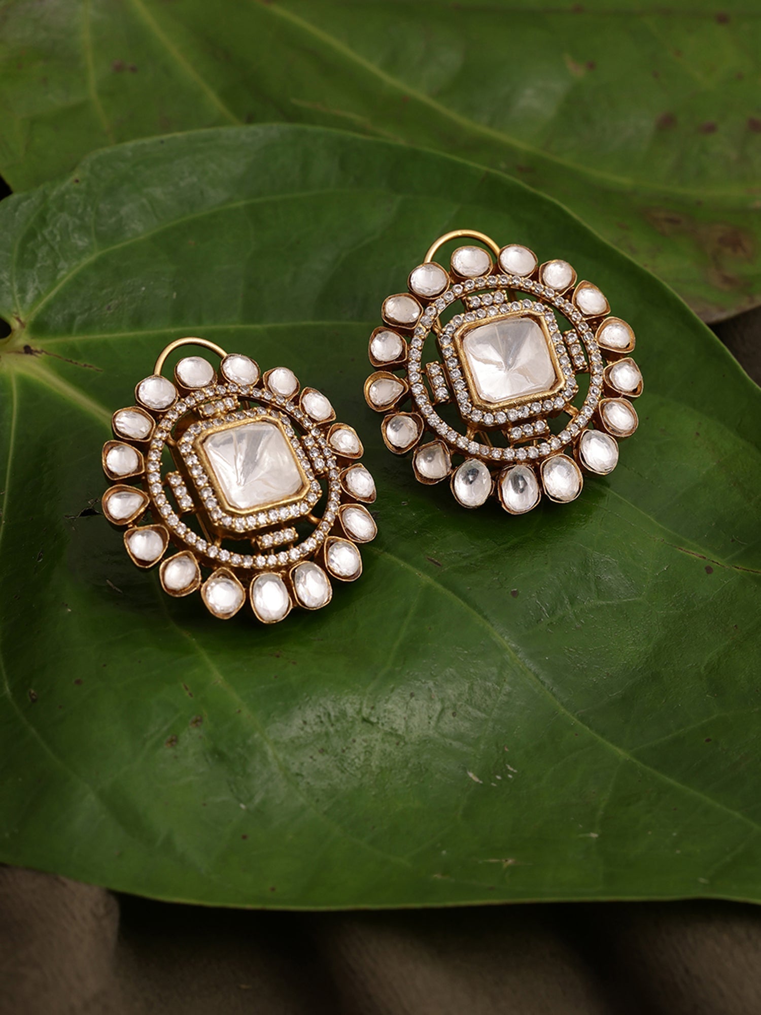 Round oversized Kundan Earrings - Ruby Raang Ruby Raang Studio