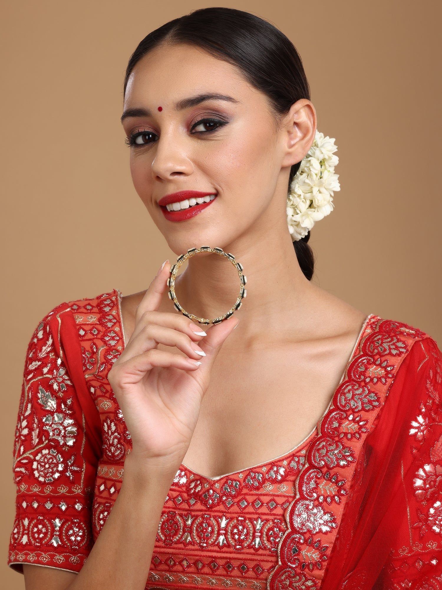 Kundan and Meenakari Bangle - Ruby Raang Ruby Raang Studio