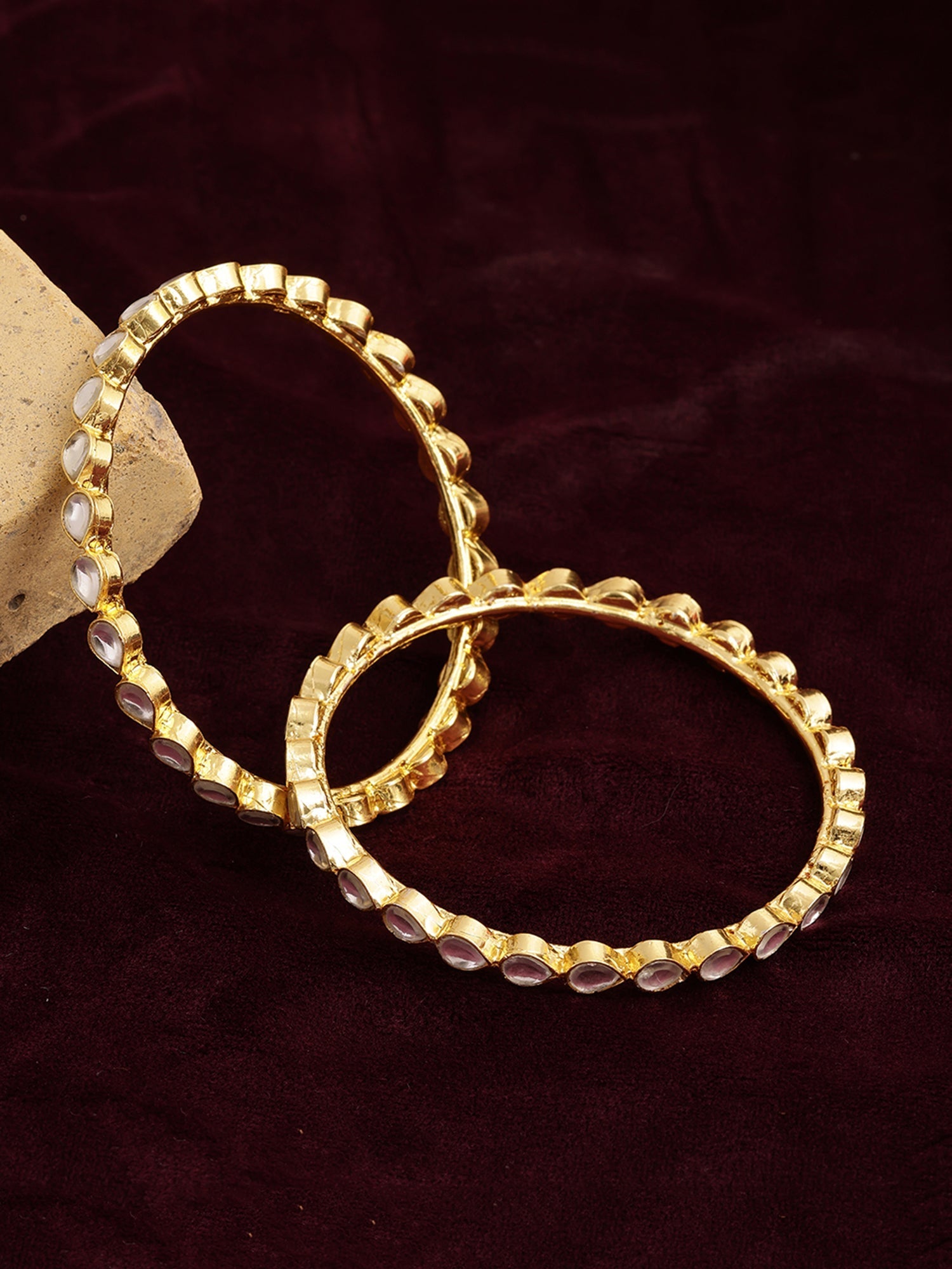 Kundan Bangles (set of 2) - Ruby Raang Ruby Raang Studio