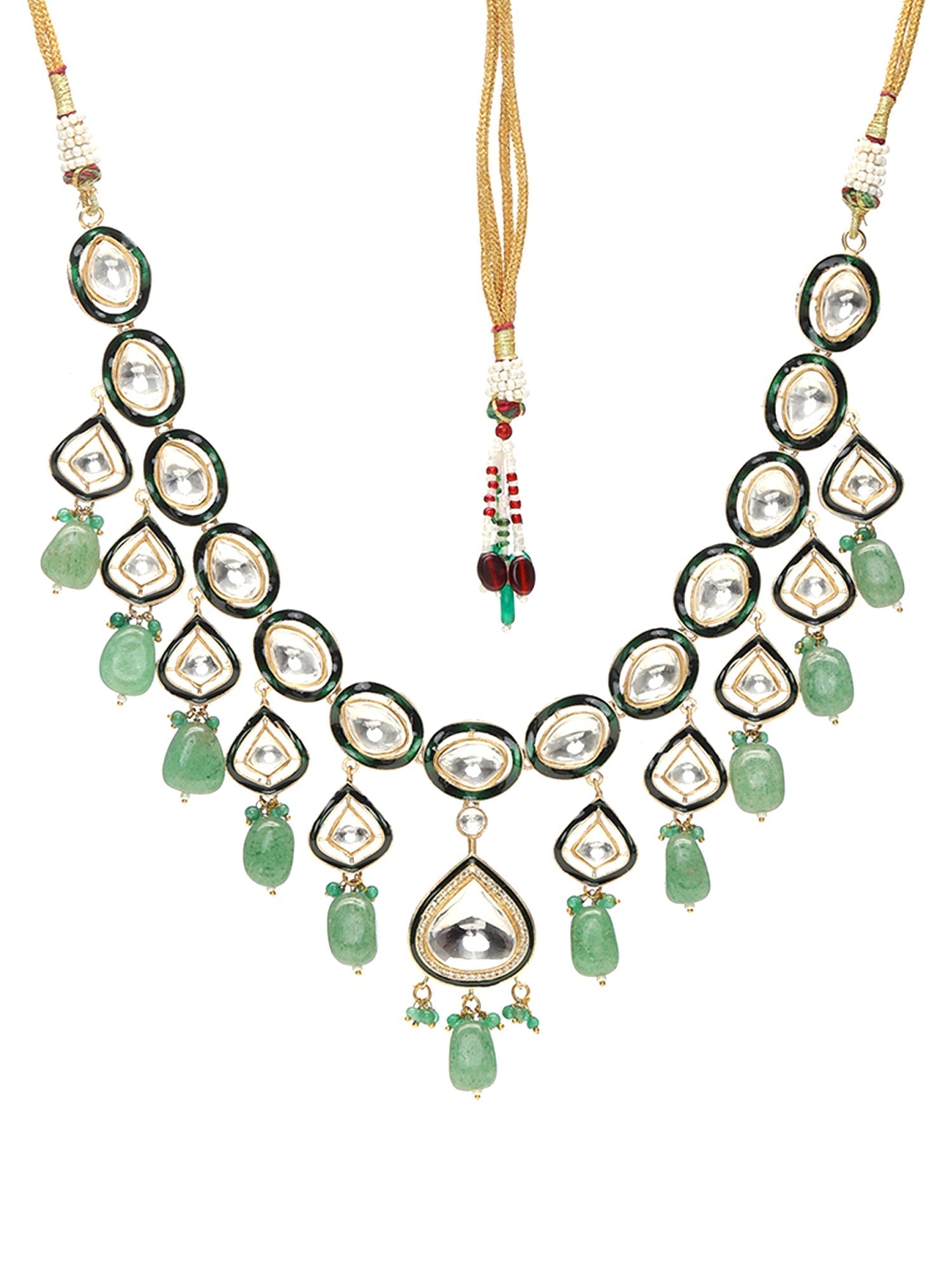 Kundan and Stone Meenakari Necklace - Ruby Raang | Swadesiicart
