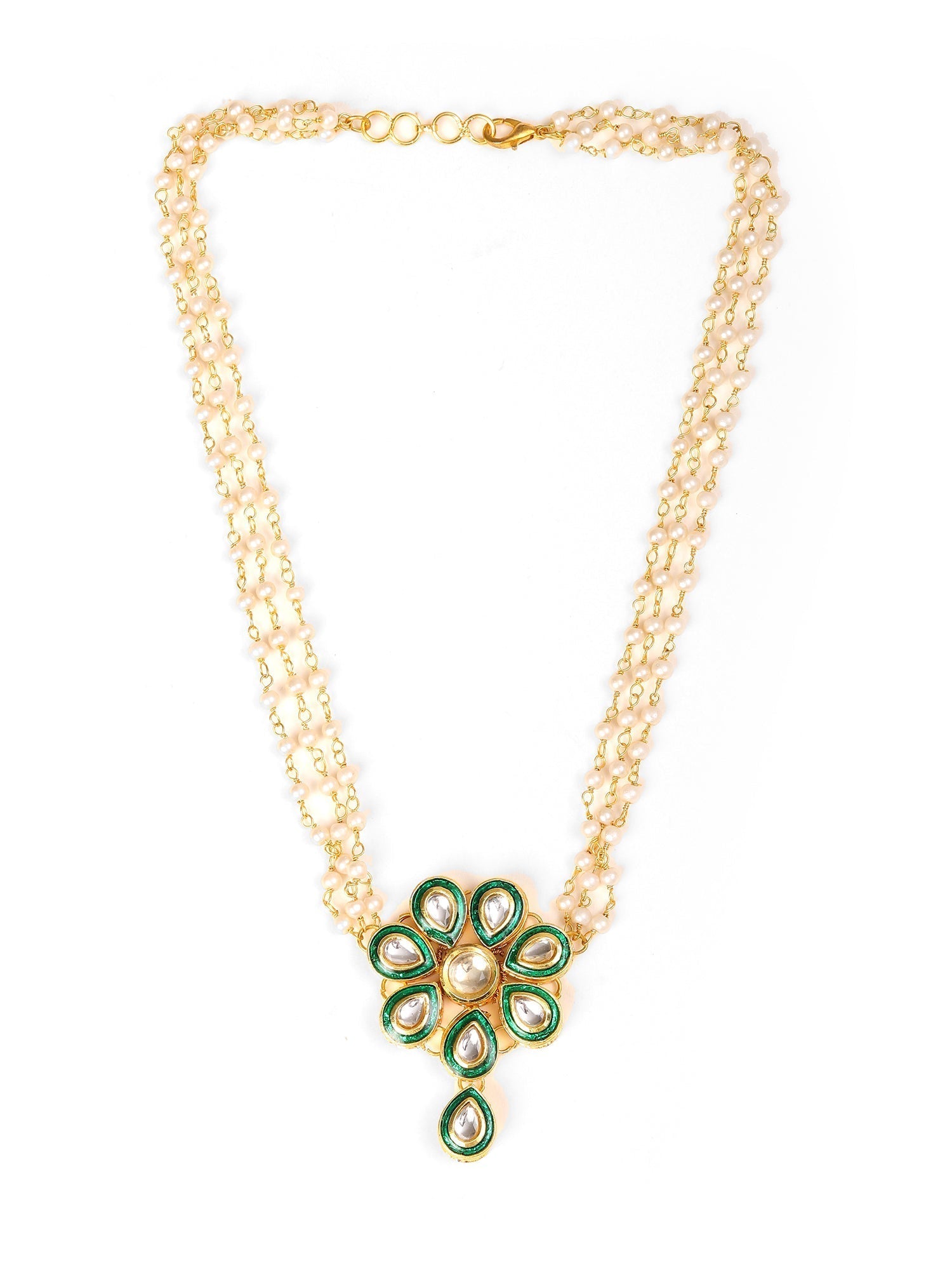 Meenakari Kundan Choker in Pearl Strings - Ruby Raang | Swadesiicart