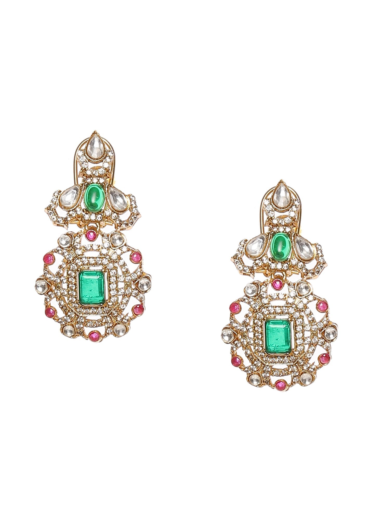 Multi Color Kundan and Stone Choker with Earrings - Ruby Raang Ruby Raang Studio