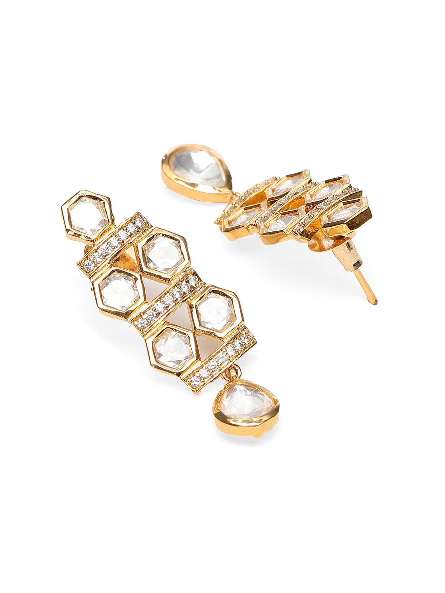 Kundan & Mossainite Necklace with Earrings - Ruby Raang Ruby Raang Studio