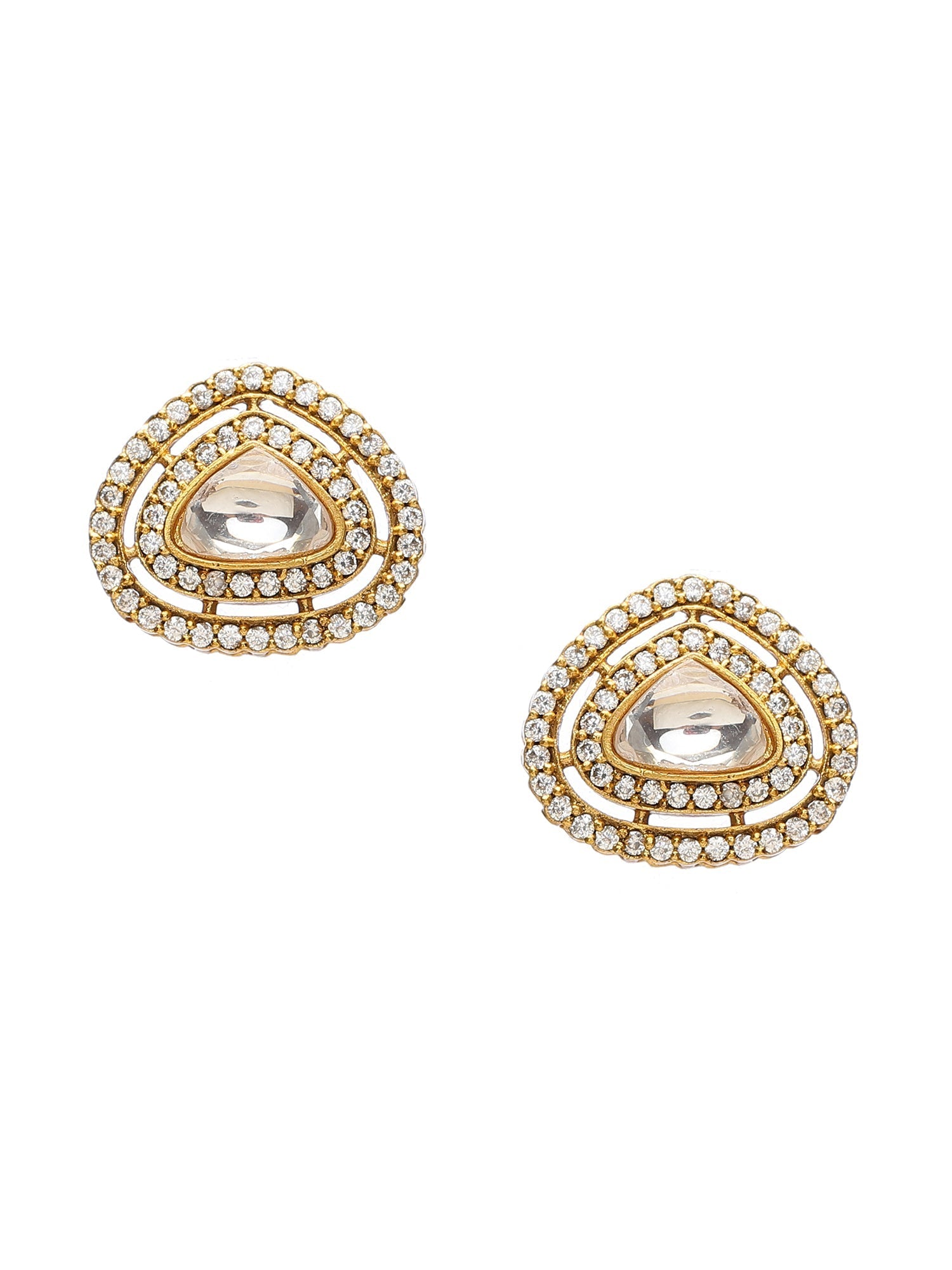 Layered Kundan Neckpiece with Matching Studs - Ruby Raang Ruby Raang Studio