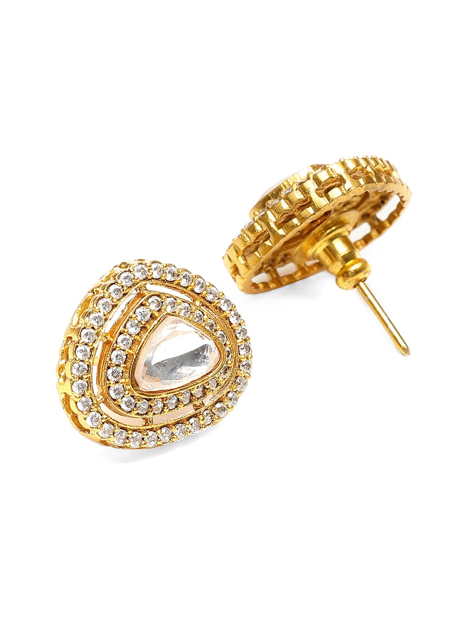 Layered Kundan Neckpiece with Matching Studs - Ruby Raang Ruby Raang Studio