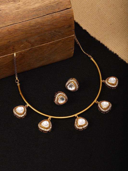 Hasli with Kundan & Mossainite & Matching Studs - Ruby Raang