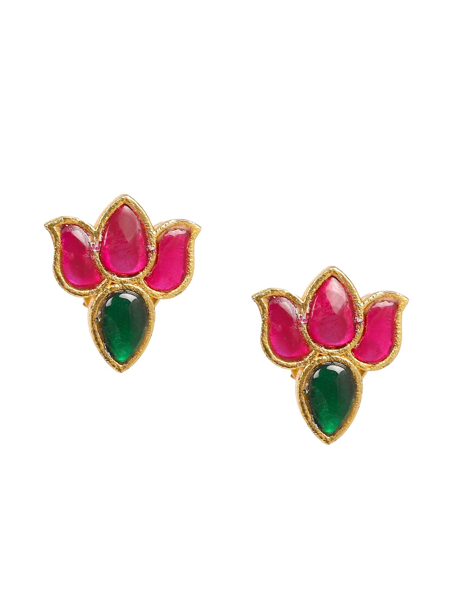 Handcrafted Patchi Kundan Necklace with Studs - Ruby Raang Ruby Raang Studio