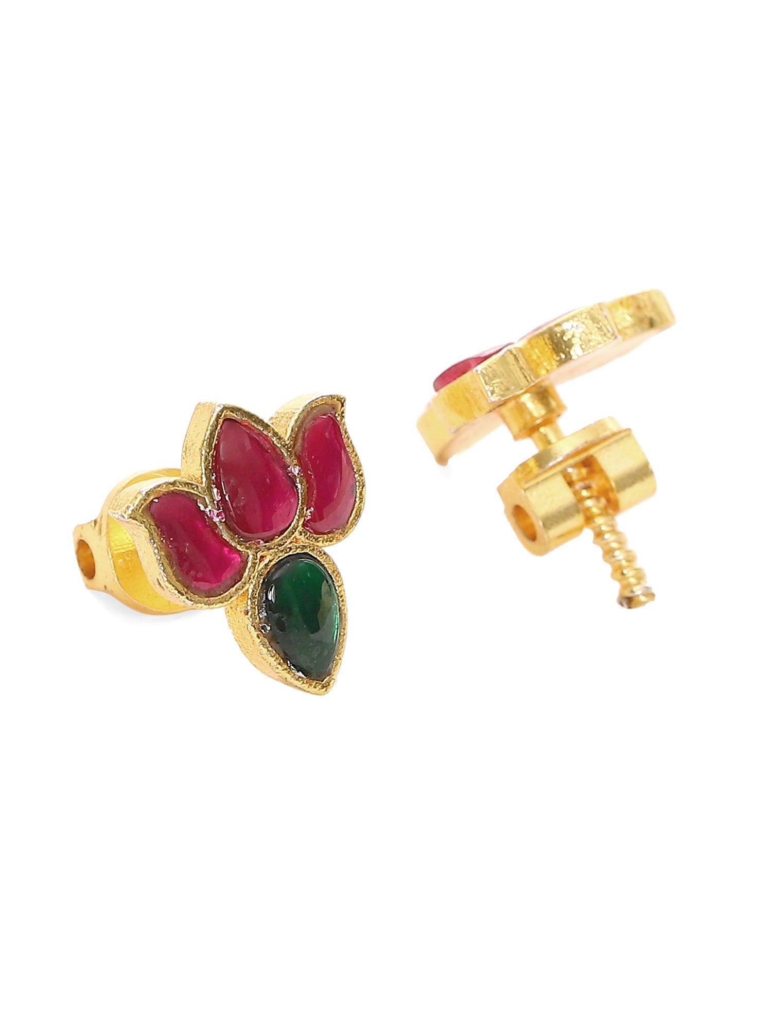 Handcrafted Patchi Kundan Necklace with Studs - Ruby Raang Ruby Raang Studio