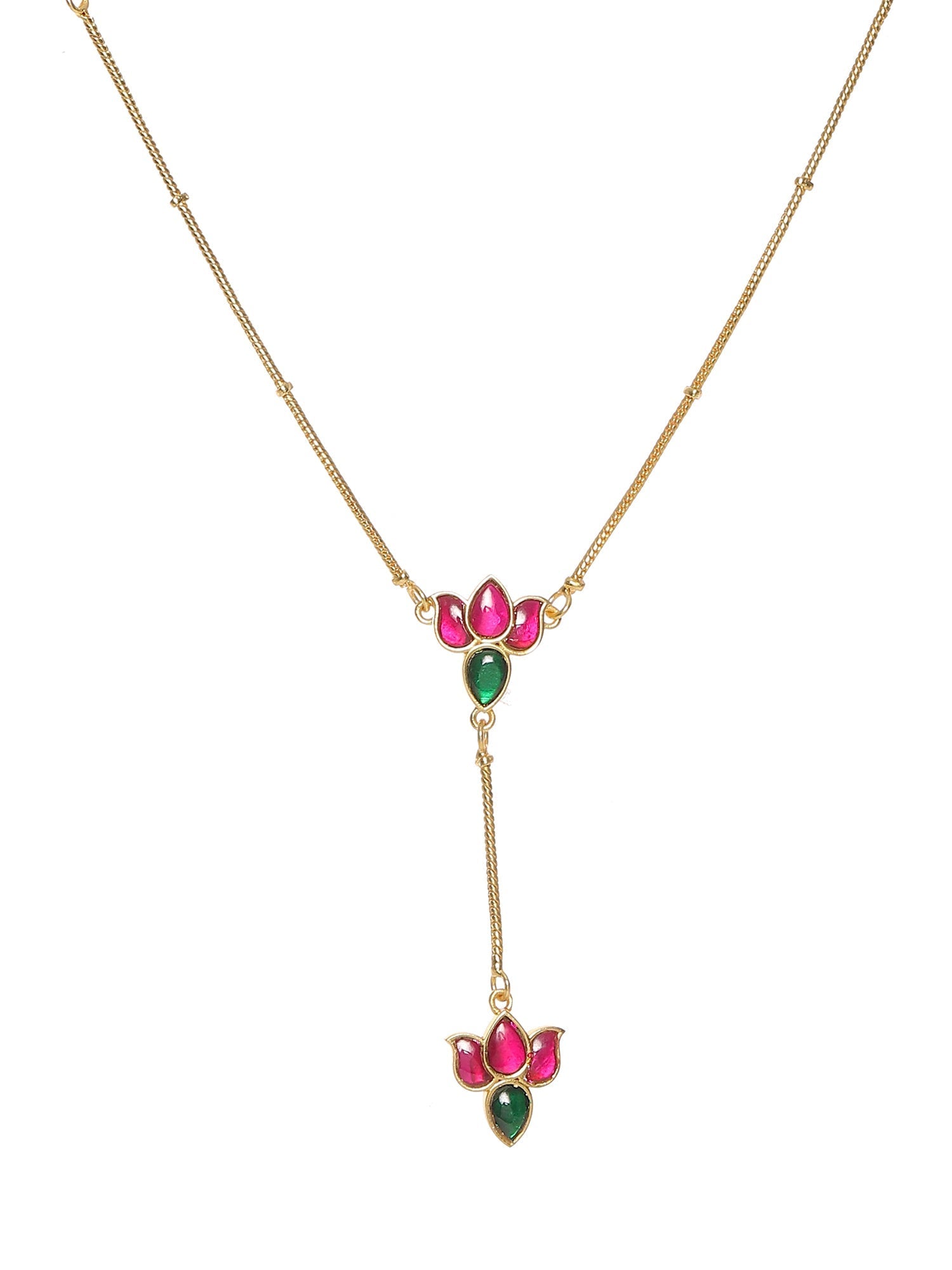 Handcrafted Patchi Kundan Necklace with Studs - Ruby Raang Ruby Raang Studio