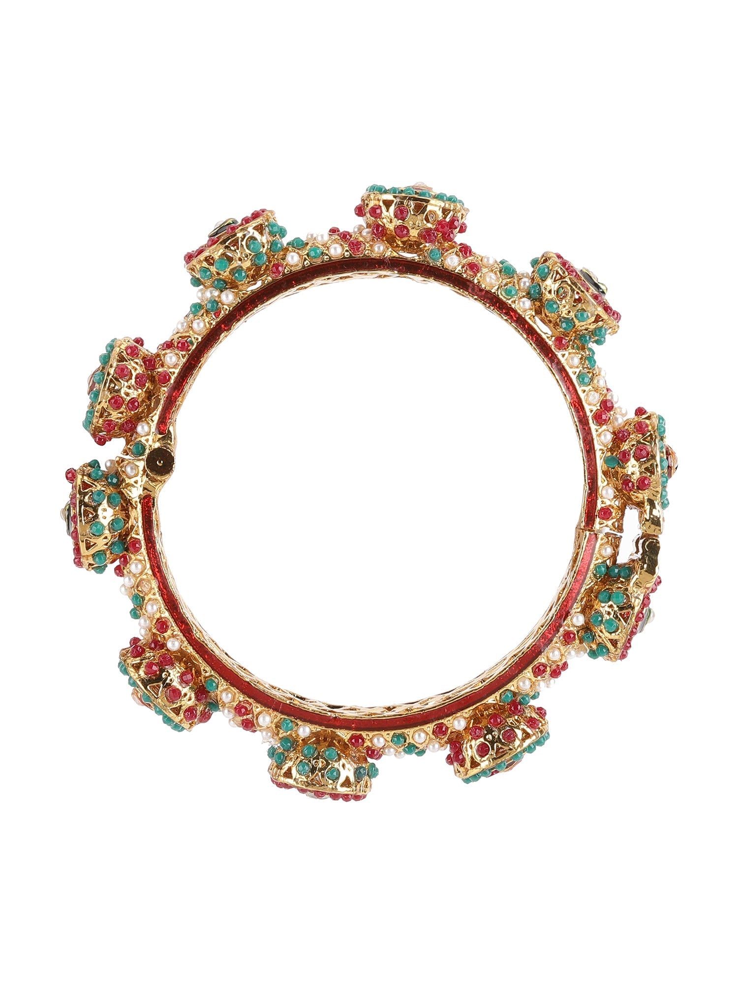 Rajwada Red - Green Hues Handcrafted Heavy Bangles (set of 2) - Ruby Raang Ruby Raang Studio