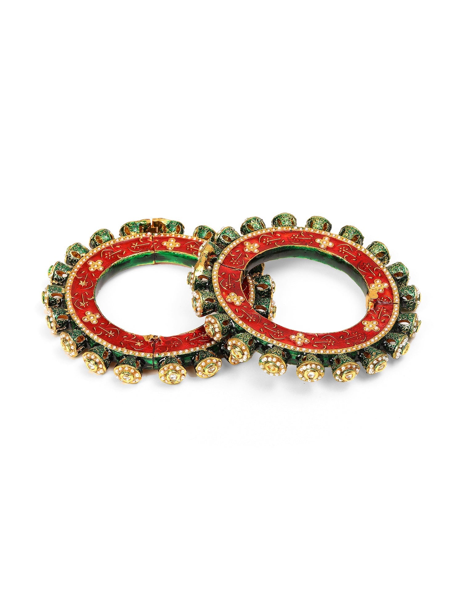Meenakari Handcrafted Heavy Bangles (set of 2) - Ruby Raang Ruby Raang Studio