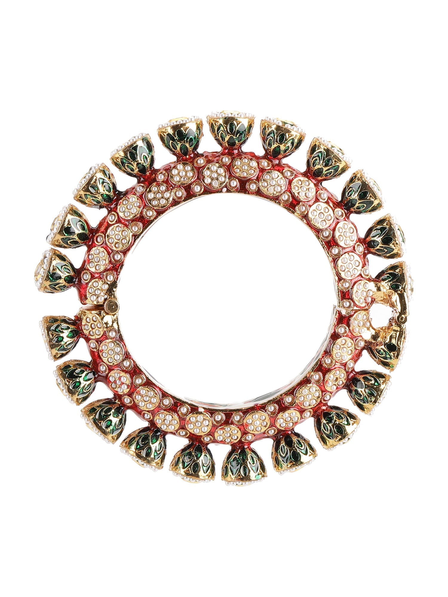 Red Meenakari Handcrafted Heavy Bangles (set of 2) - Ruby Raang Ruby Raang Studio