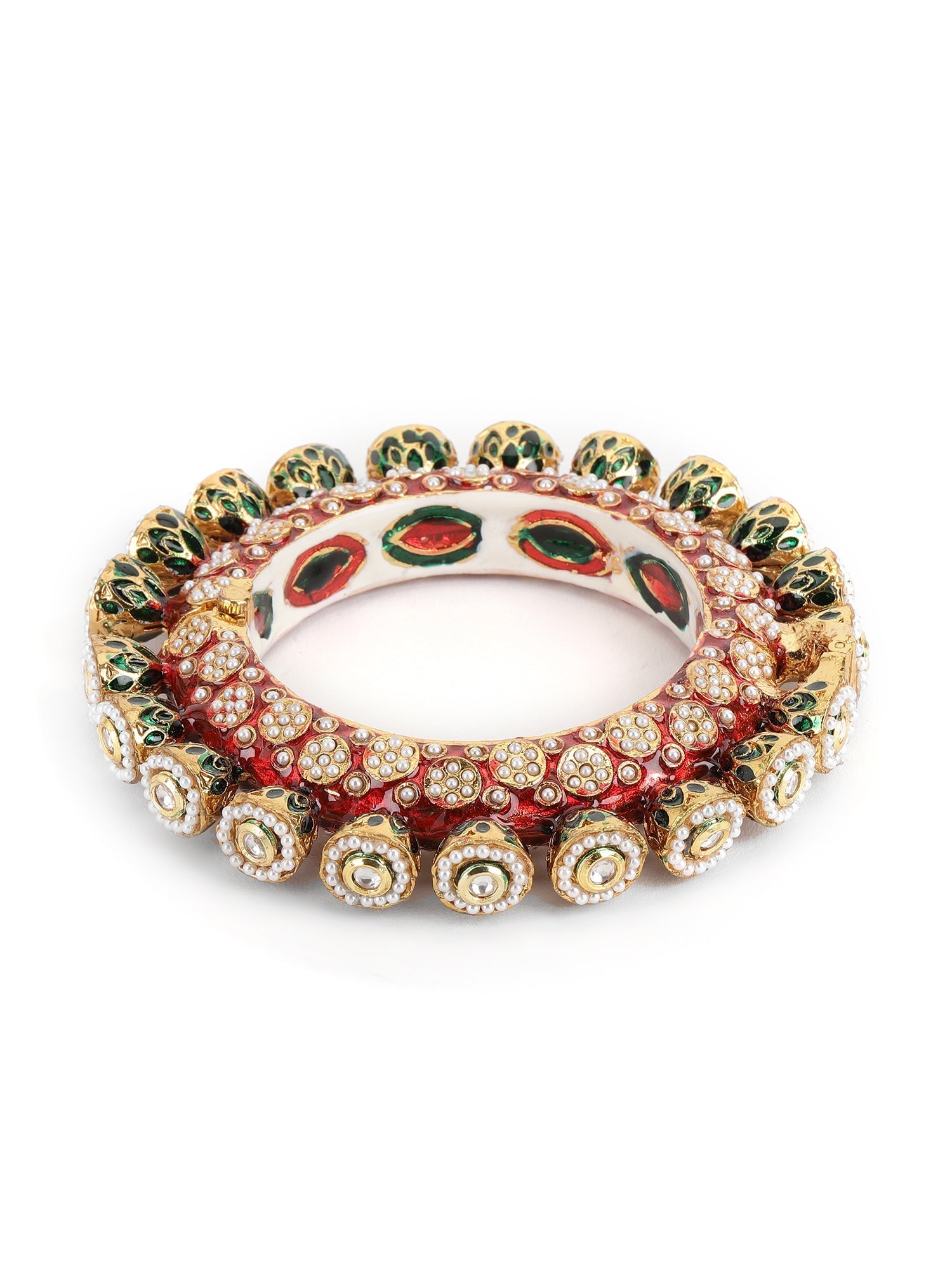 Red Meenakari Handcrafted Heavy Bangles (set of 2) - Ruby Raang Ruby Raang Studio