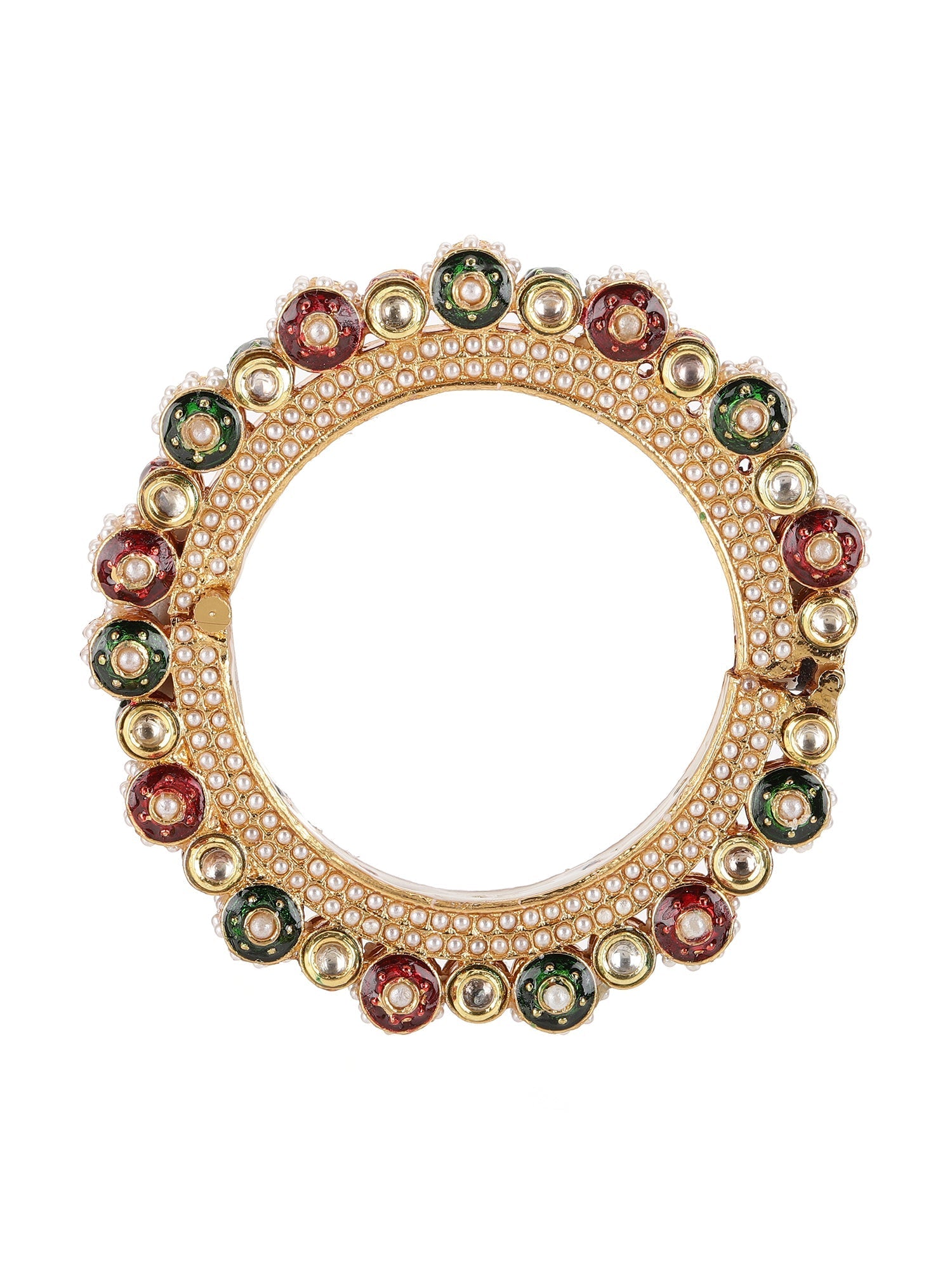 Pearl Meenakari Handcrafted Heavy Bangles (set of 2) - Ruby Raang Ruby Raang Studio