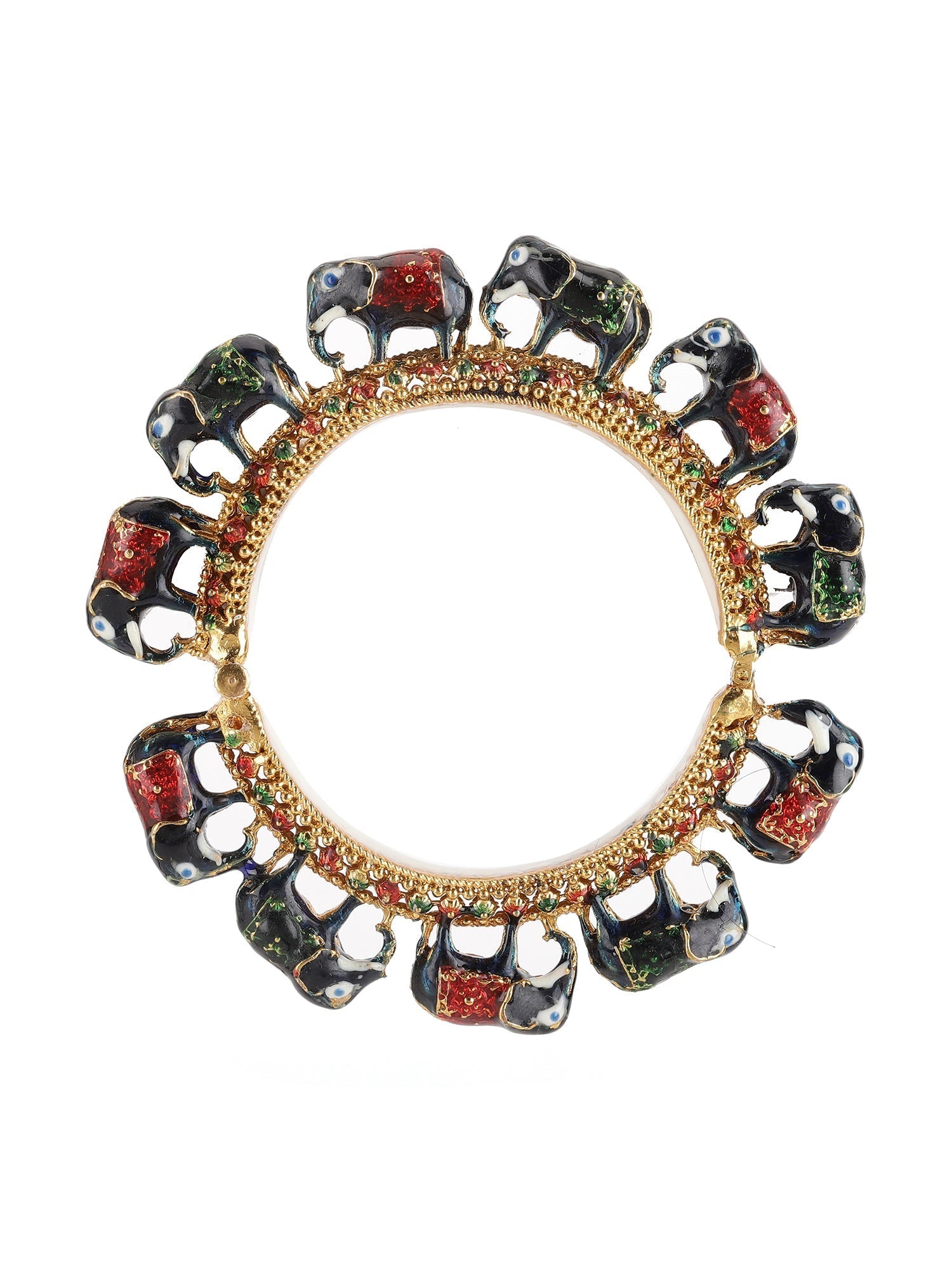 Elephant Blue Meenakari Handcrafted Heavy Bangles (set of 2) - Ruby Raang 