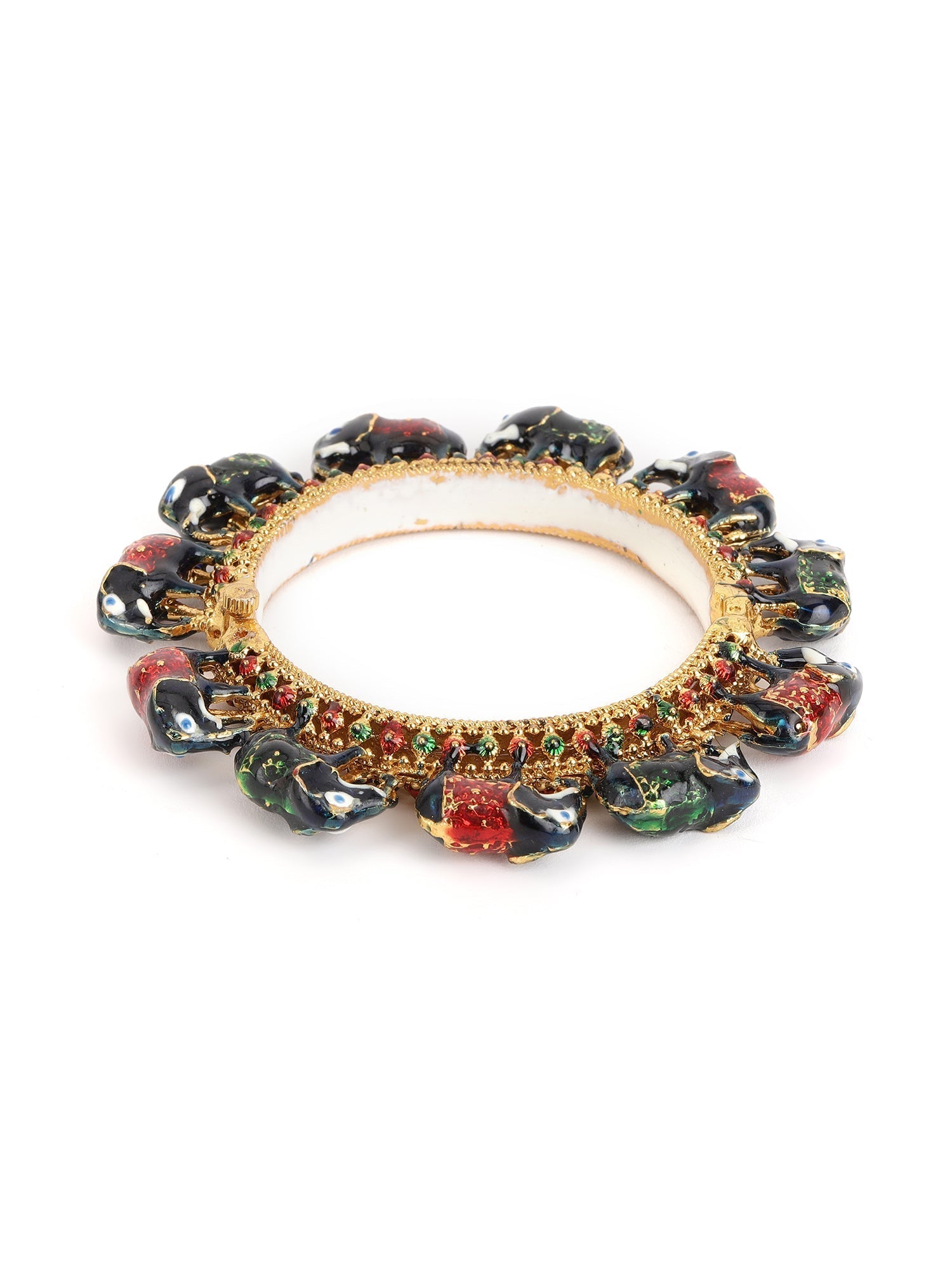 Elephant Blue Meenakari Handcrafted Heavy Bangles (set of 2) - Ruby Raang 