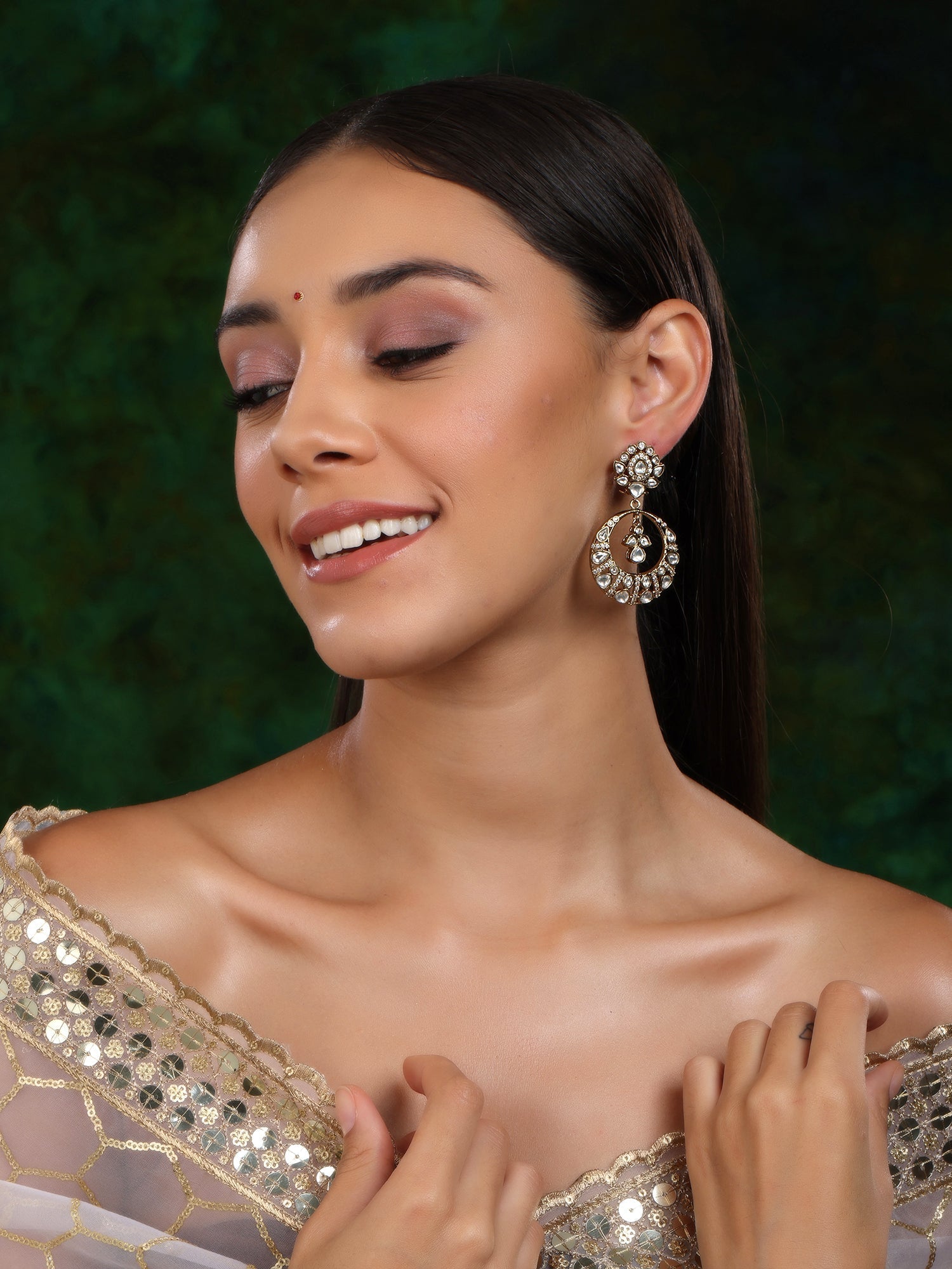 Chand Kundan Earrings - Ruby Raang  Grab2Buy Ruby Raang Grab2Buy