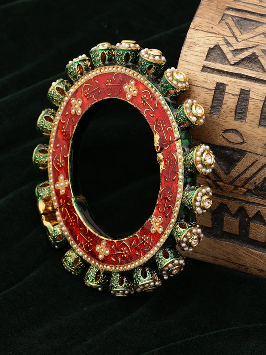 Meenakari Handcrafted Heavy Bangle - Ruby Raang
