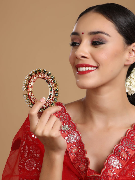 Red Meenakari Handcrafted Heavy Bangle - Ruby Raang