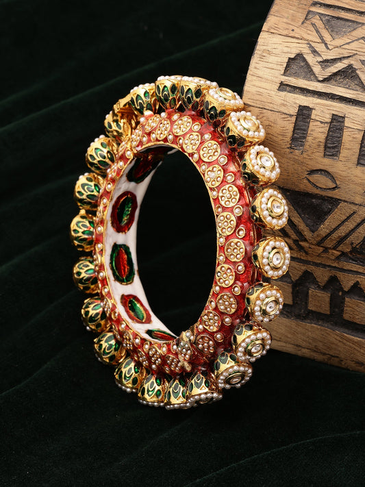 Red Meenakari Handcrafted Heavy Bangle - Ruby Raang
