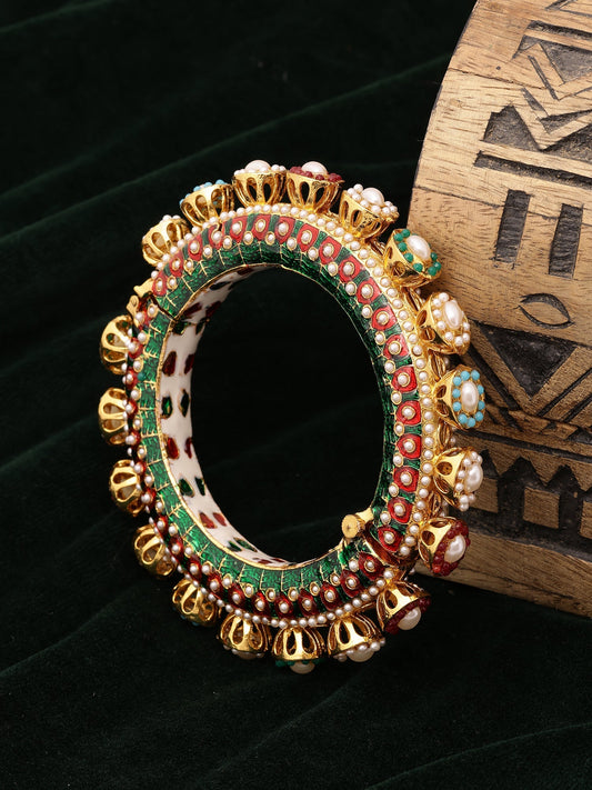Multi Meenakari Handcrafted Heavy Bangle - Ruby Raang