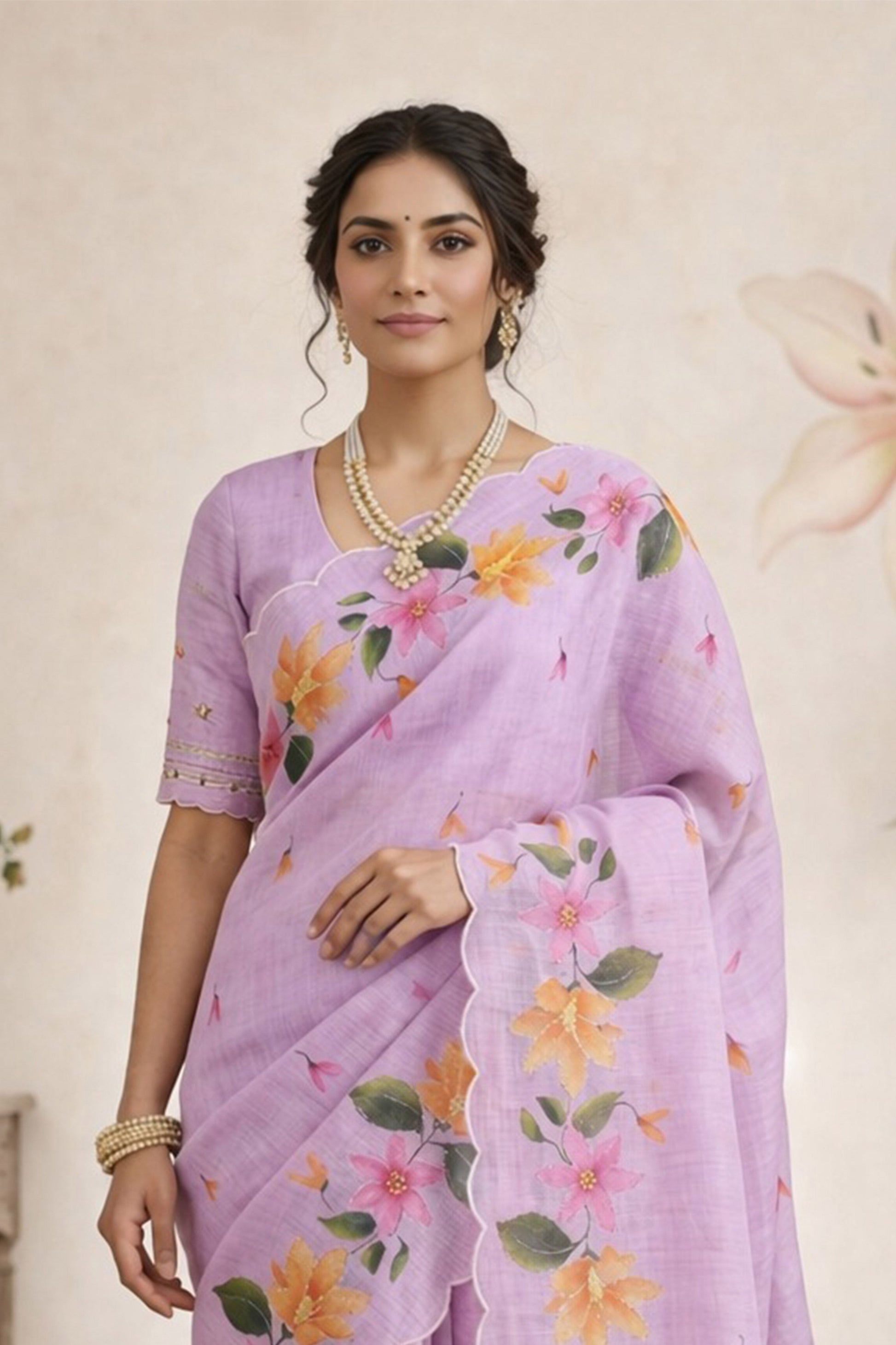 Sangam Prints Purple Cotton Print Woven Work Traditional Saree