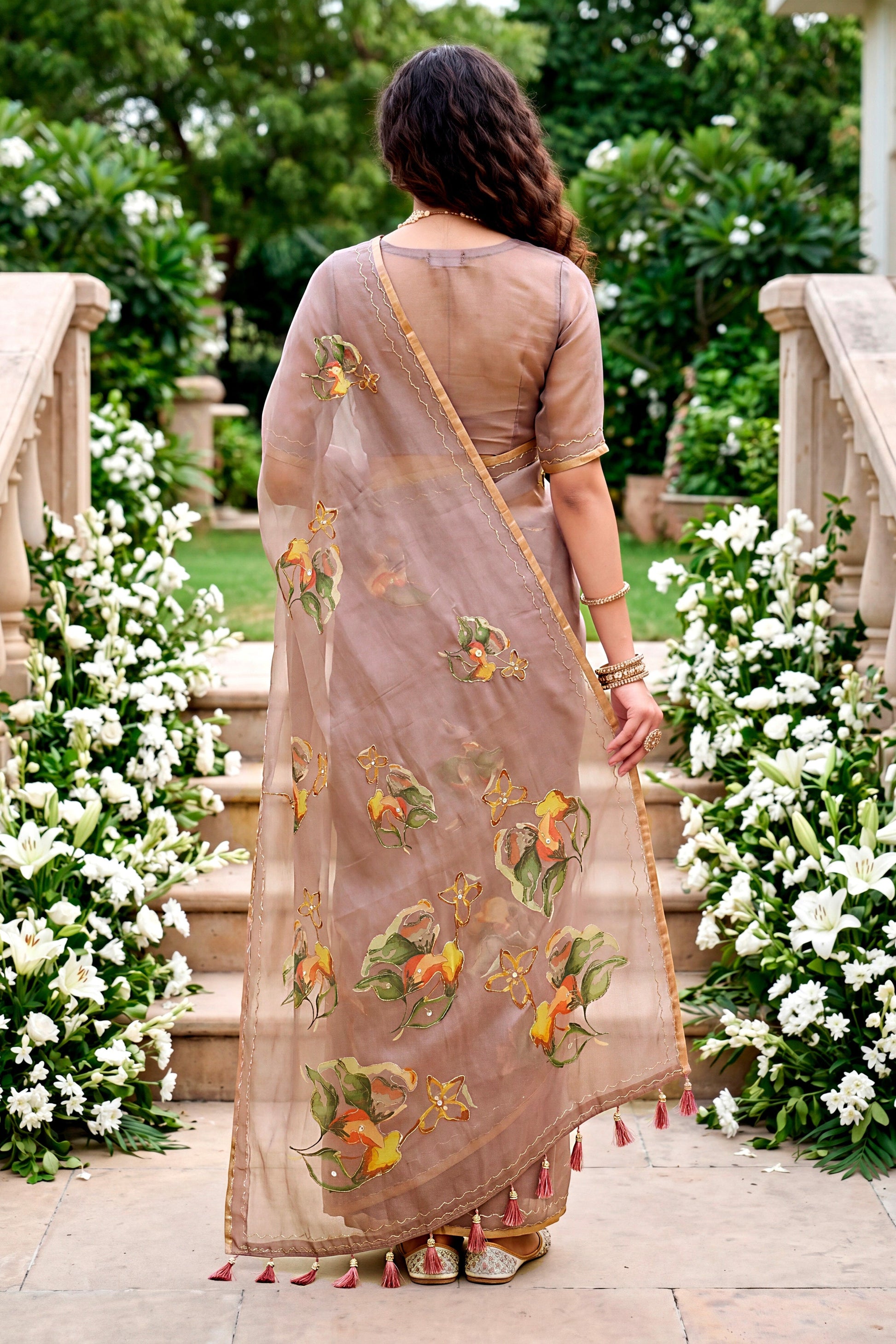 Sangam Prints Purple Cotton Print With Aari Work Woven Work Traditional Saree