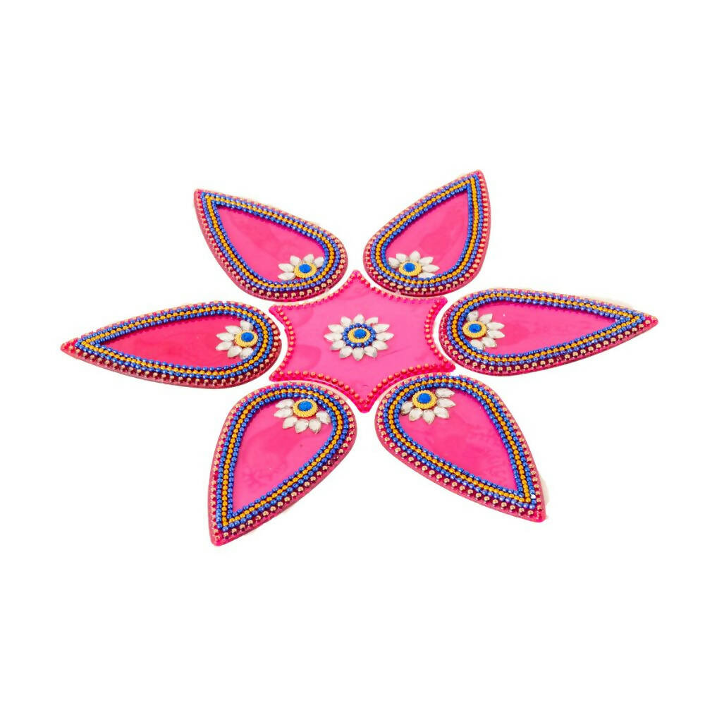 Kundan HandiKrafts Drop Rangoli Pink (Medium) - Grab2buy