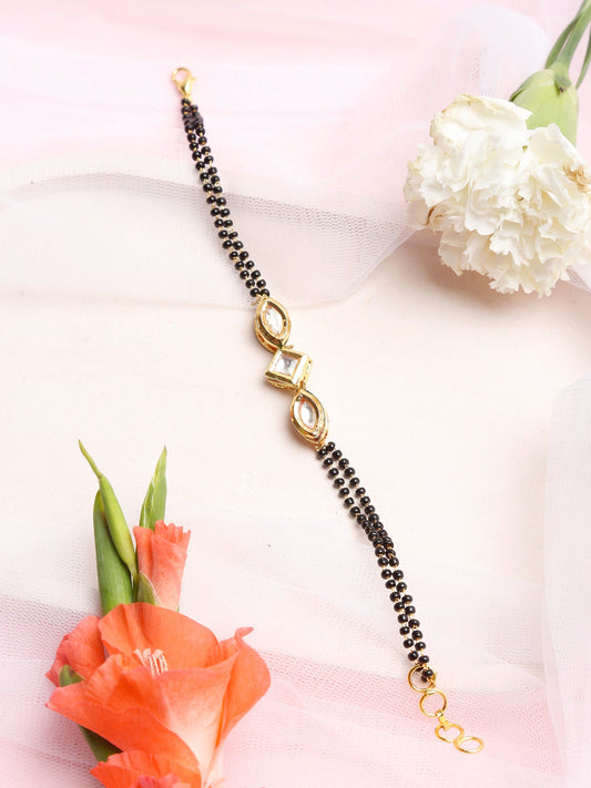 Women's Black Gold-Polished Kundan Mangalsutra Bracelet - Ruby Raang  Grab2Buy Ruby Raang Grab2Buy