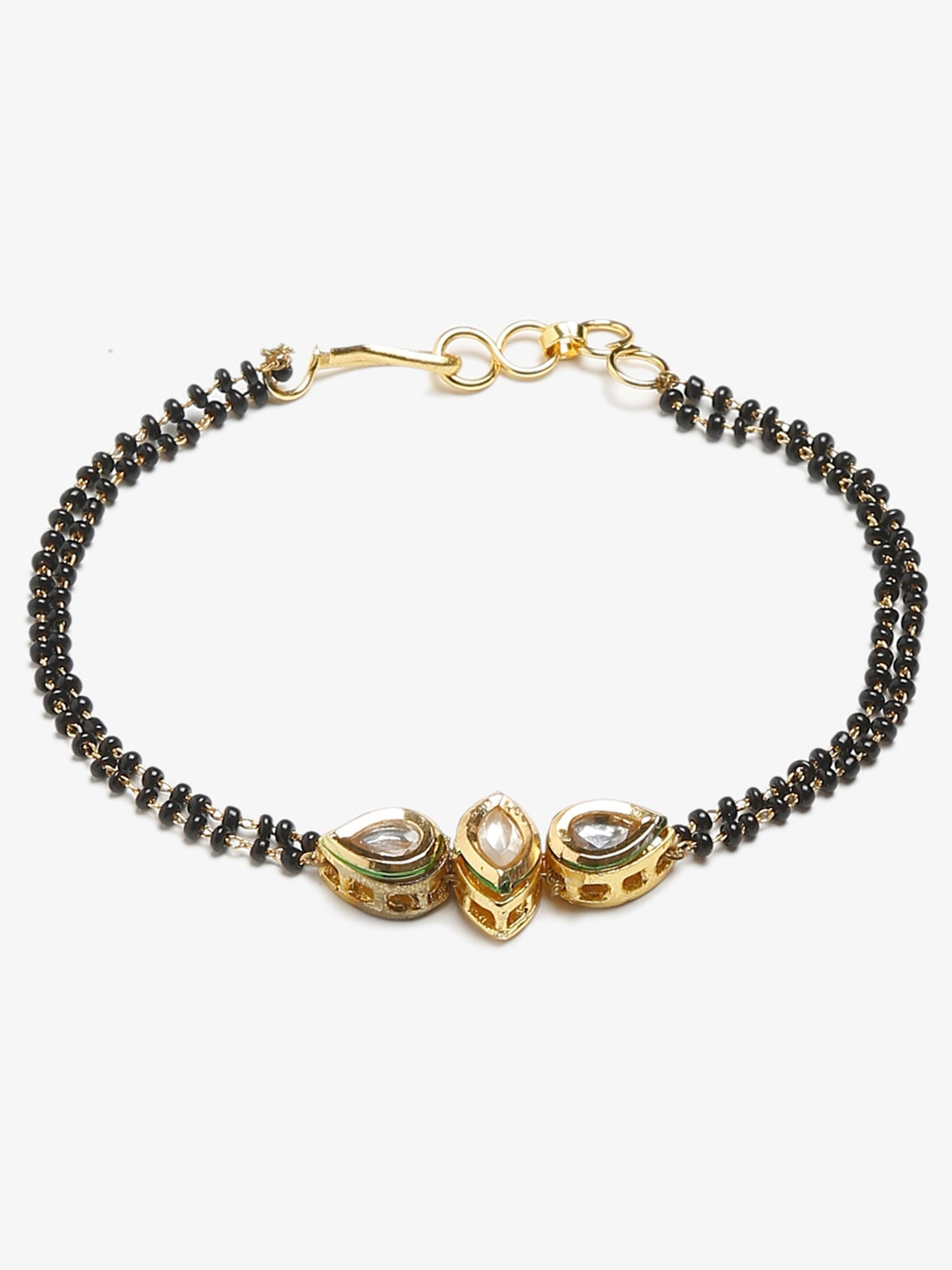 Women's Black Gold-Polished Kundan Mangalsutra Bracelet - Ruby Raang  Grab2Buy Ruby Raang Grab2Buy