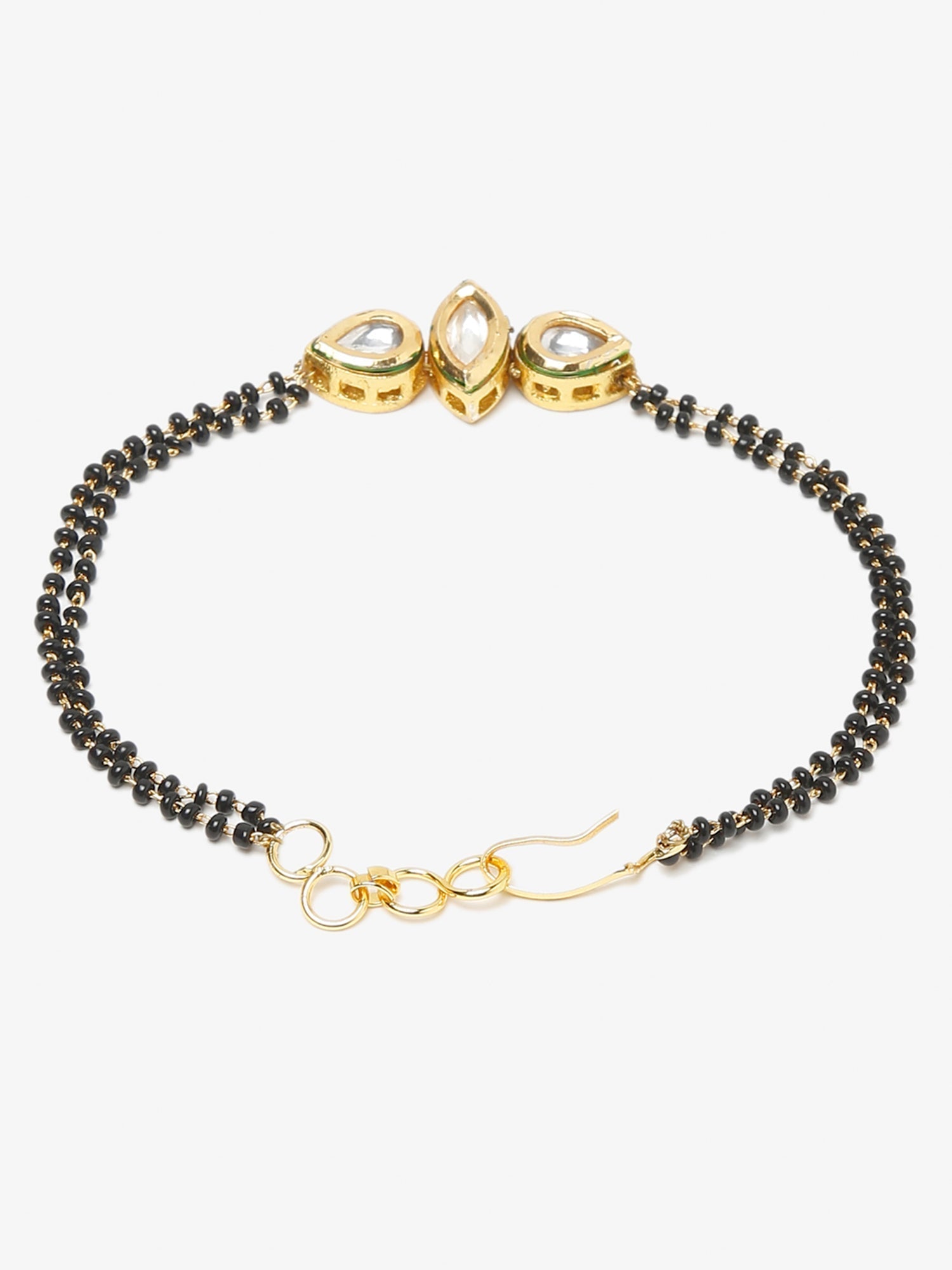 Women's Black Gold-Polished Kundan Mangalsutra Bracelet - Ruby Raang  Grab2Buy Ruby Raang Grab2Buy
