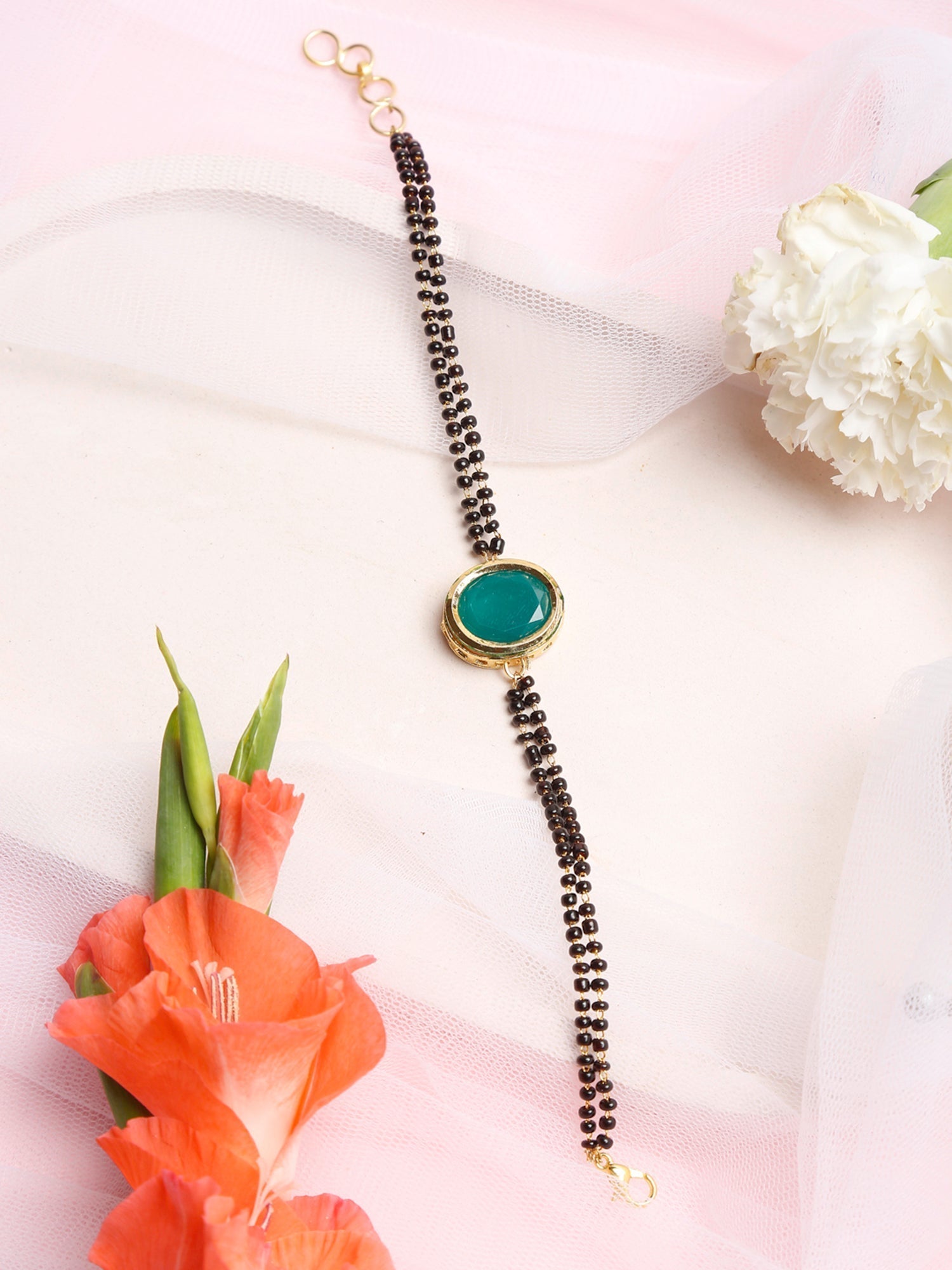 Black Gold-Polished Kundan Mangalsutra Bracelet - Ruby Raang  Grab2Buy Ruby Raang Grab2Buy