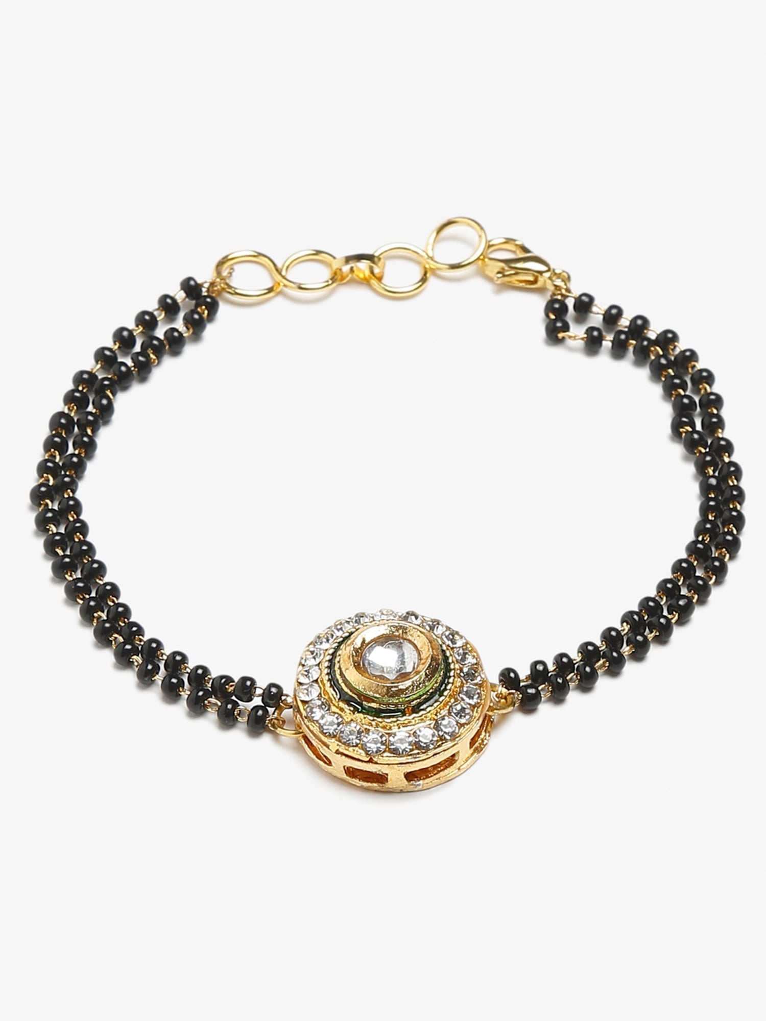 Women's Black Gold-Polished Kundan Mangalsutra Bracelet - Ruby Raang  Grab2Buy Ruby Raang Grab2Buy