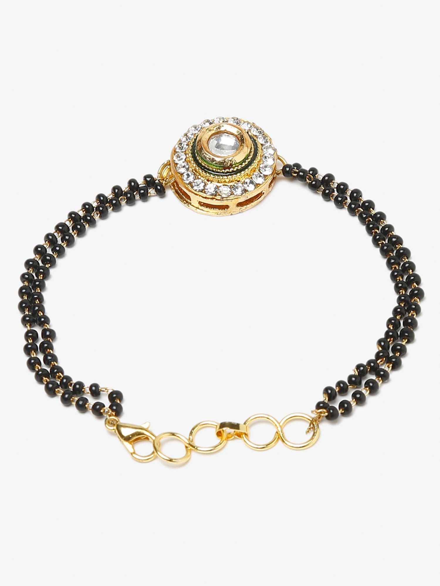 Women's Black Gold-Polished Kundan Mangalsutra Bracelet - Ruby Raang  Grab2Buy Ruby Raang Grab2Buy