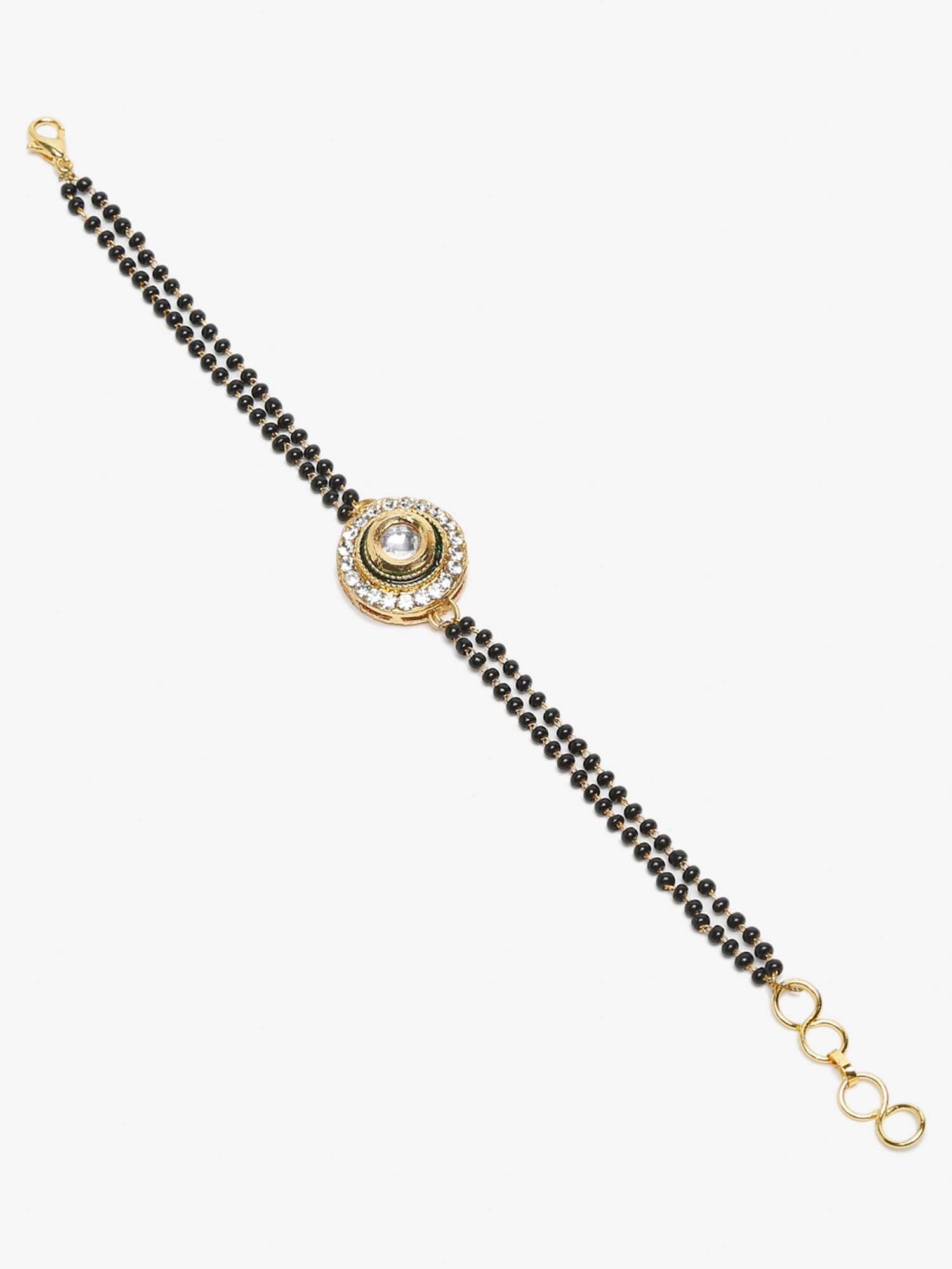 Women's Black Gold-Polished Kundan Mangalsutra Bracelet - Ruby Raang  Grab2Buy Ruby Raang Grab2Buy