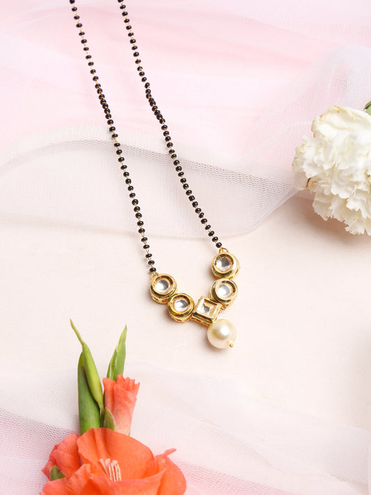 Black White Kundan Studded Mangalsutra - Ruby Raang - Grab2buy