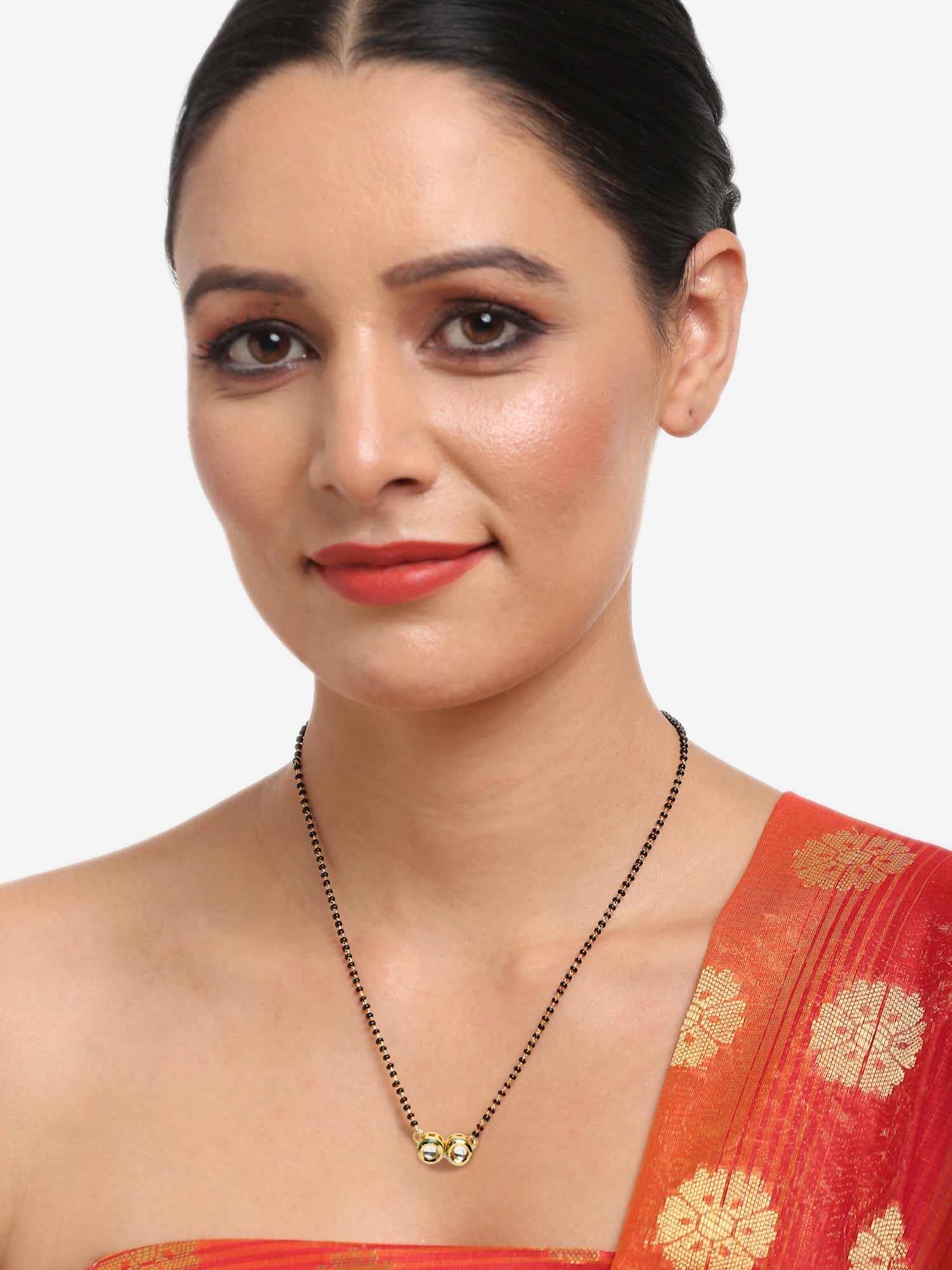Black Gold-Toned Kundan Mangalsutra With Studs - Ruby Raang - Grab2buy