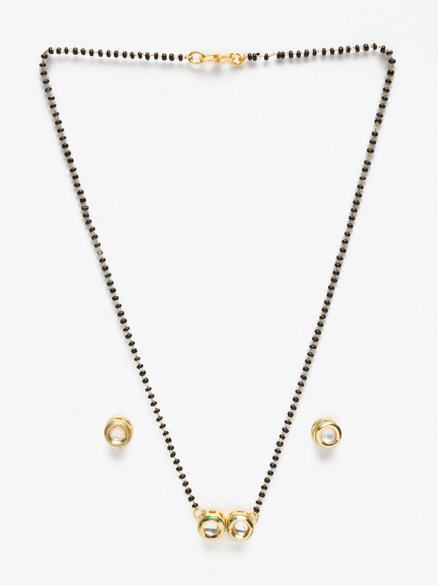 Black Gold-Toned Kundan Mangalsutra With Studs - Ruby Raang - Grab2buy