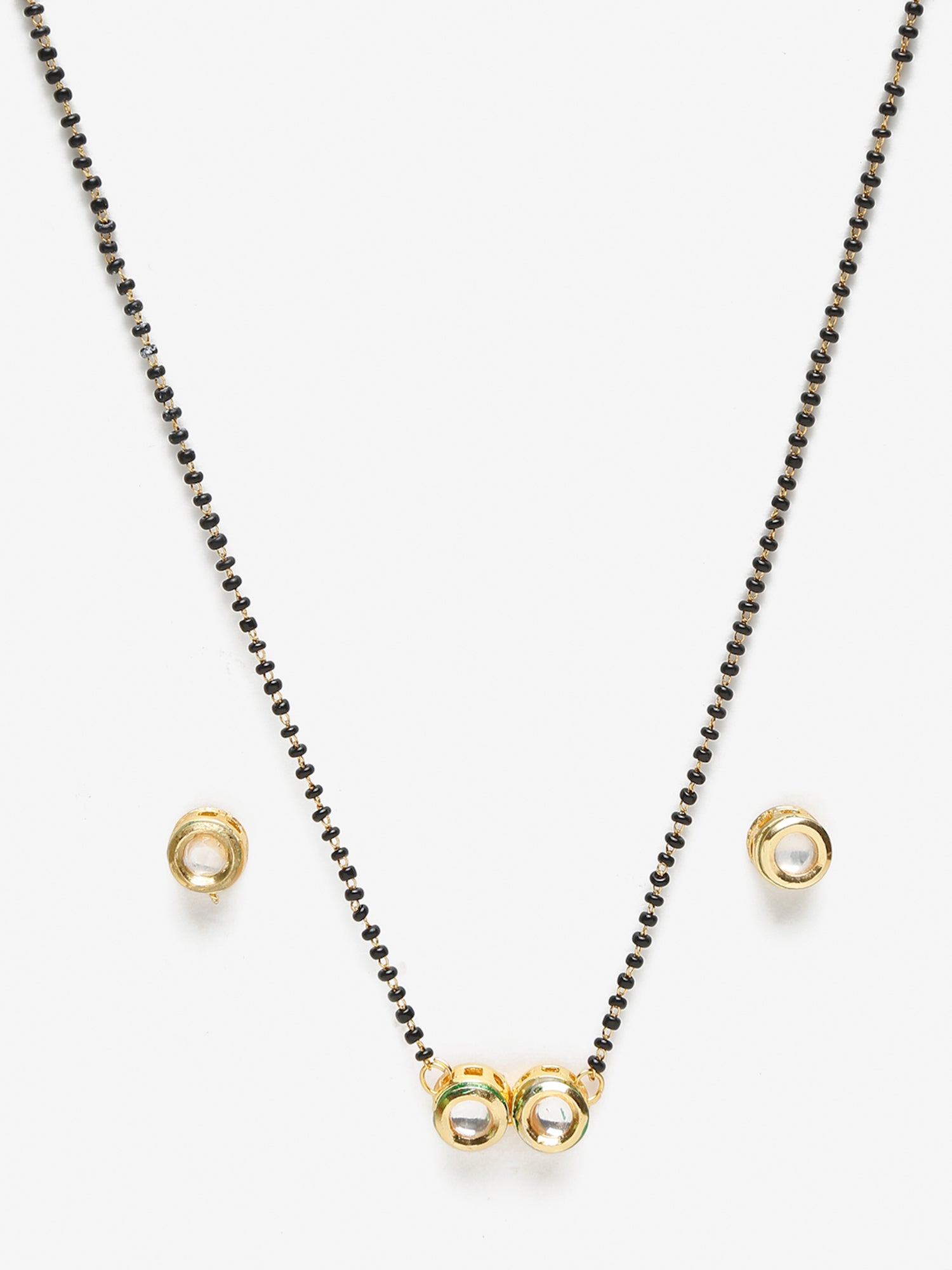 Black Gold-Toned Kundan Mangalsutra With Studs - Ruby Raang - Grab2buy