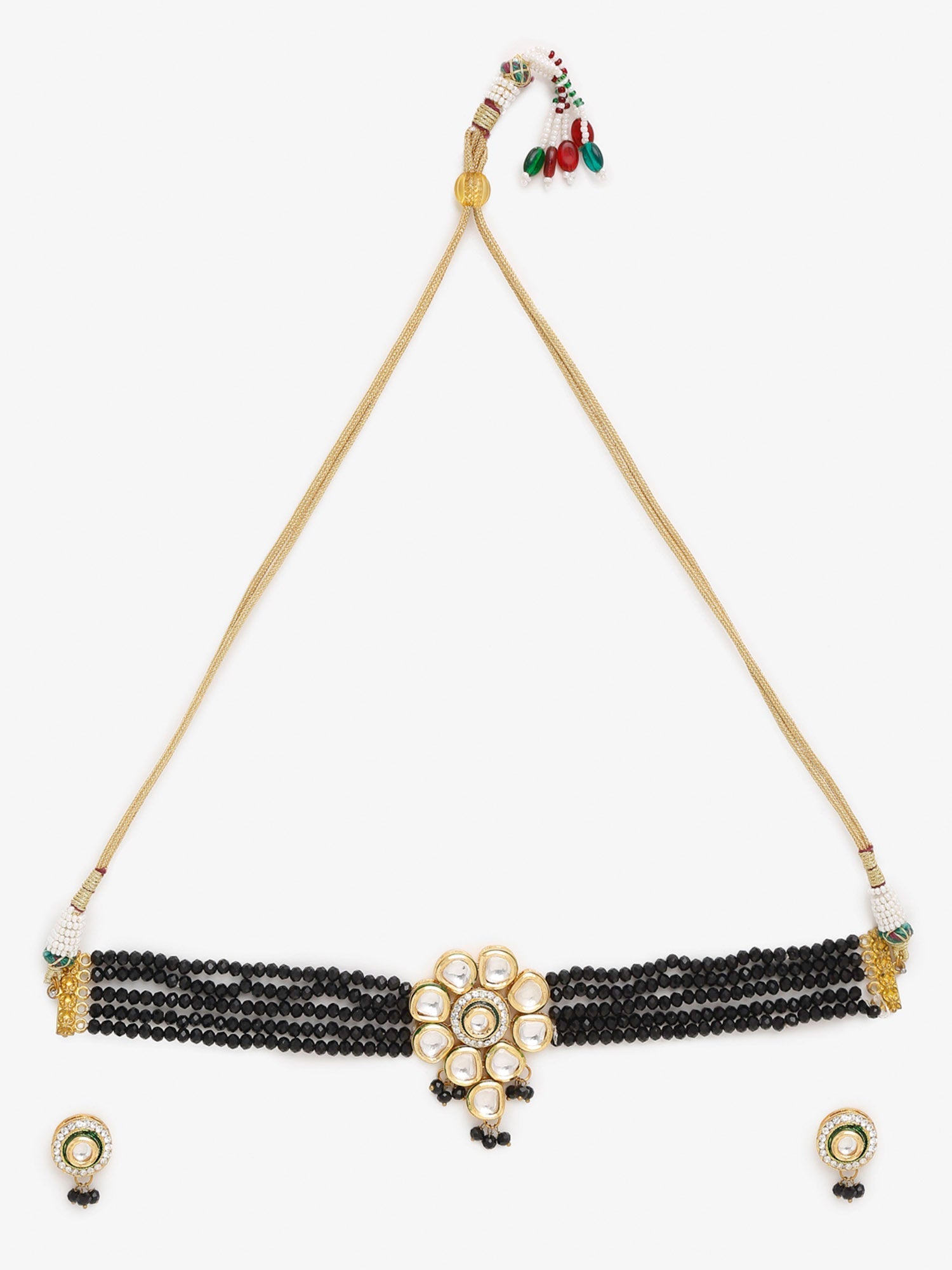 White Black Gold-Plated Kundan-Studded Jewellery Set - Ruby Raang - Grab2buy
